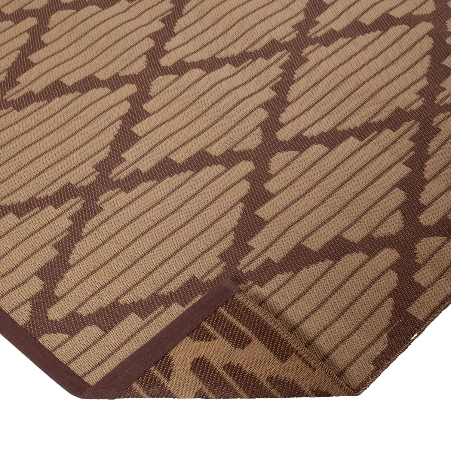 Brown Geometric Diamond Flatweave Leather Rug - 4' x 6'