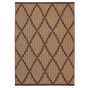 Brown Geometric Diamond Flatweave Leather Rug - 4' x 6'