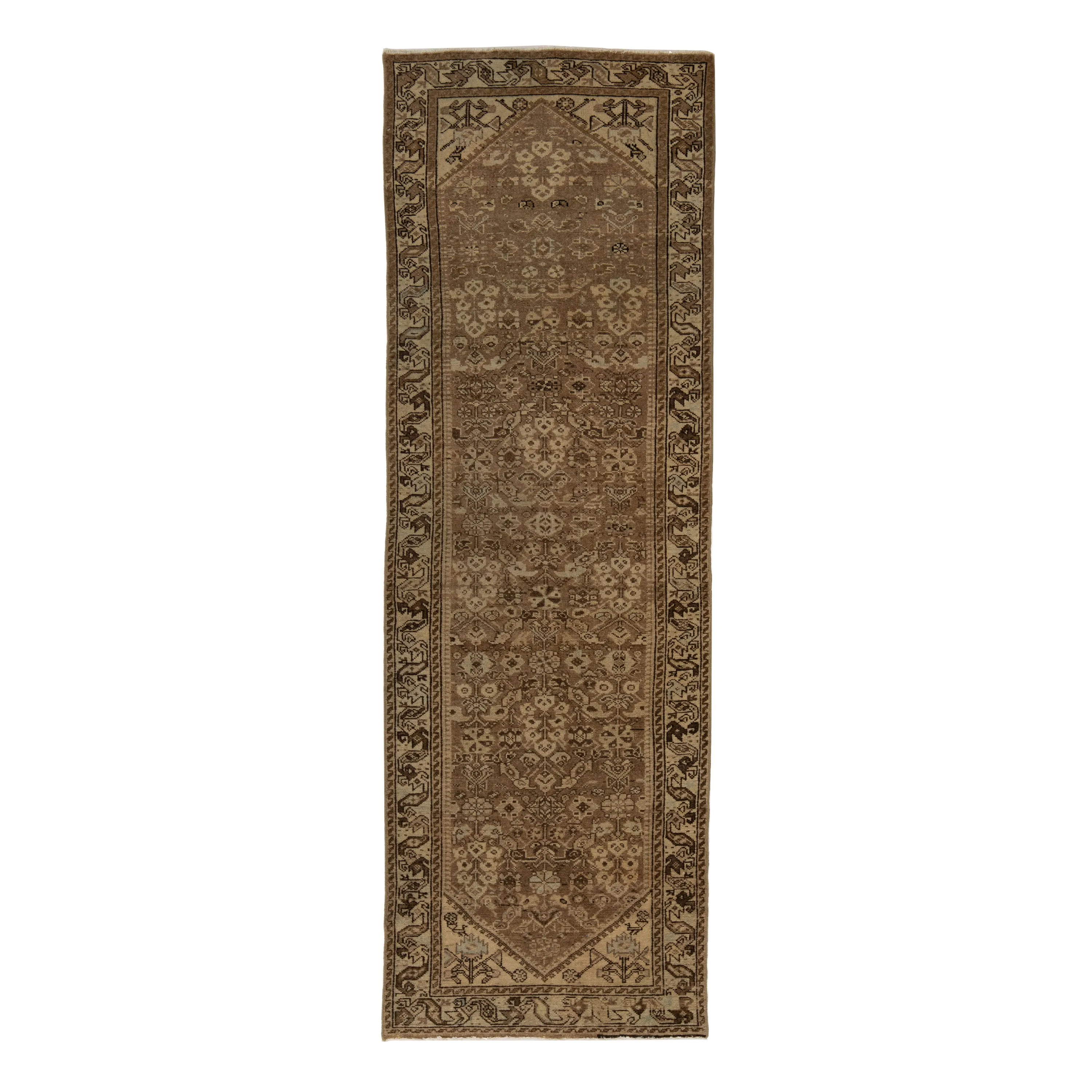 Brown Malayer Vintage Rug - 3'3" x 10'2"