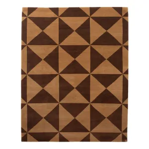 Brown Modern Geometric Tibetan Wool Rug - 8' x 10'
