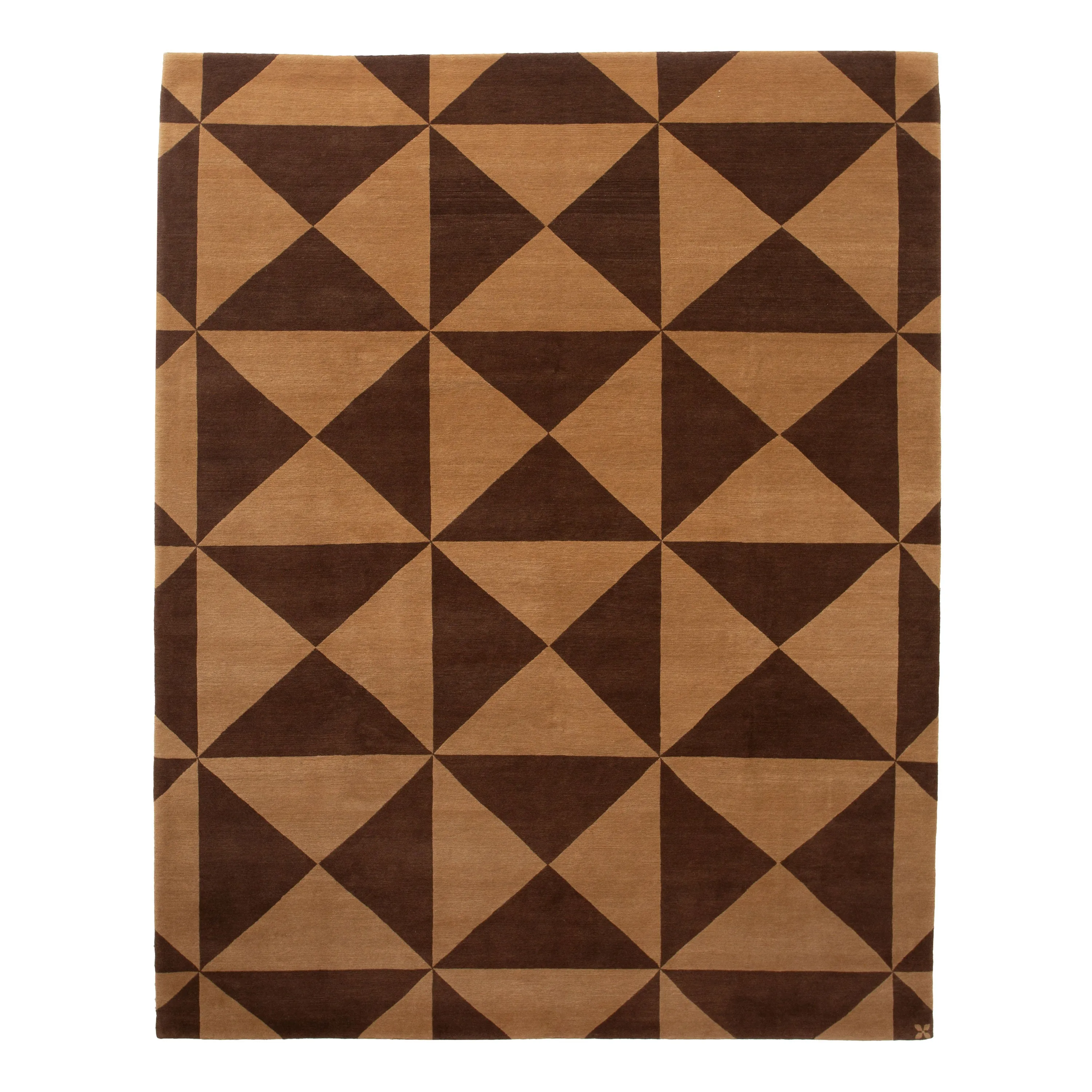 Brown Modern Geometric Tibetan Wool Rug - 8' x 10'
