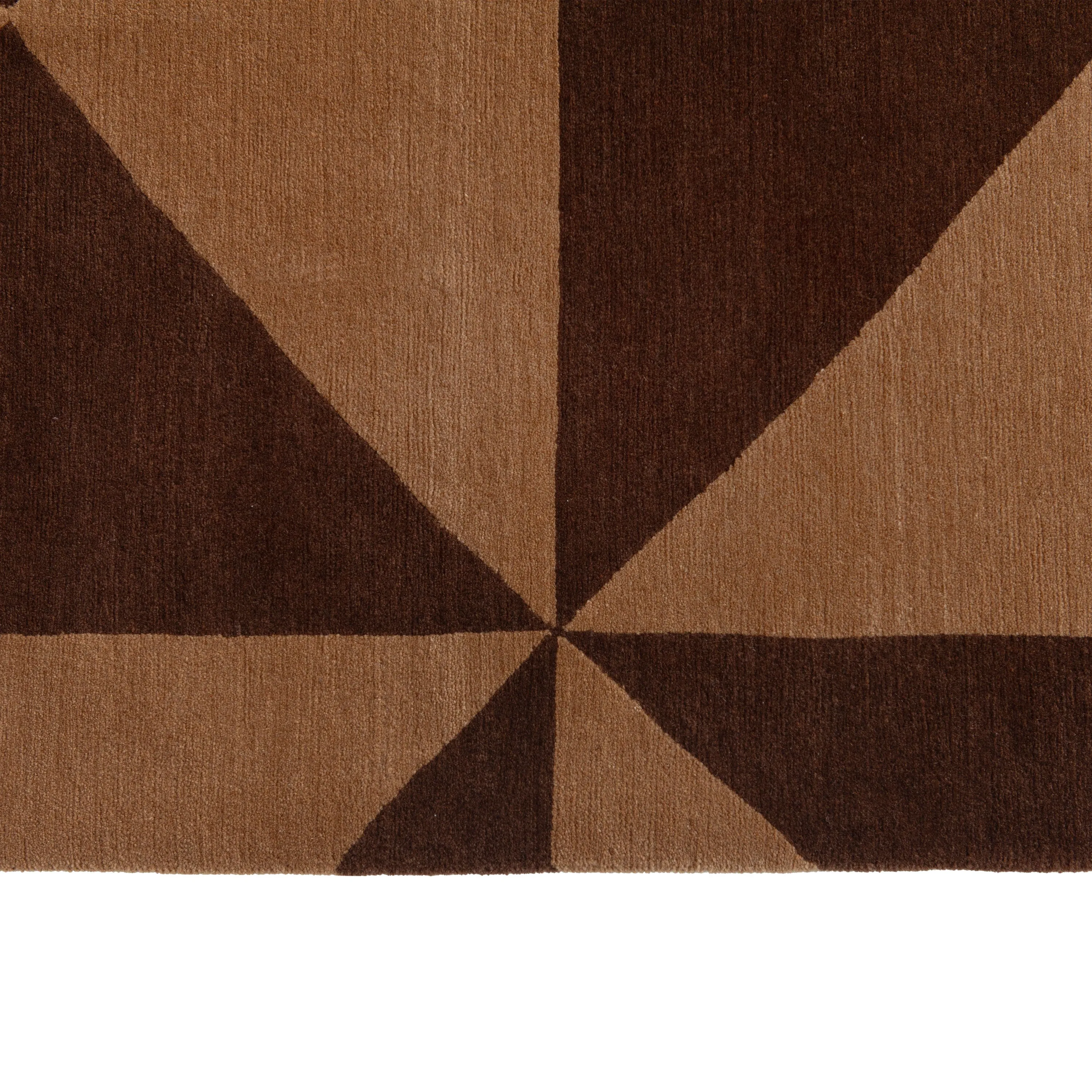 Brown Modern Geometric Tibetan Wool Rug - 8' x 10'