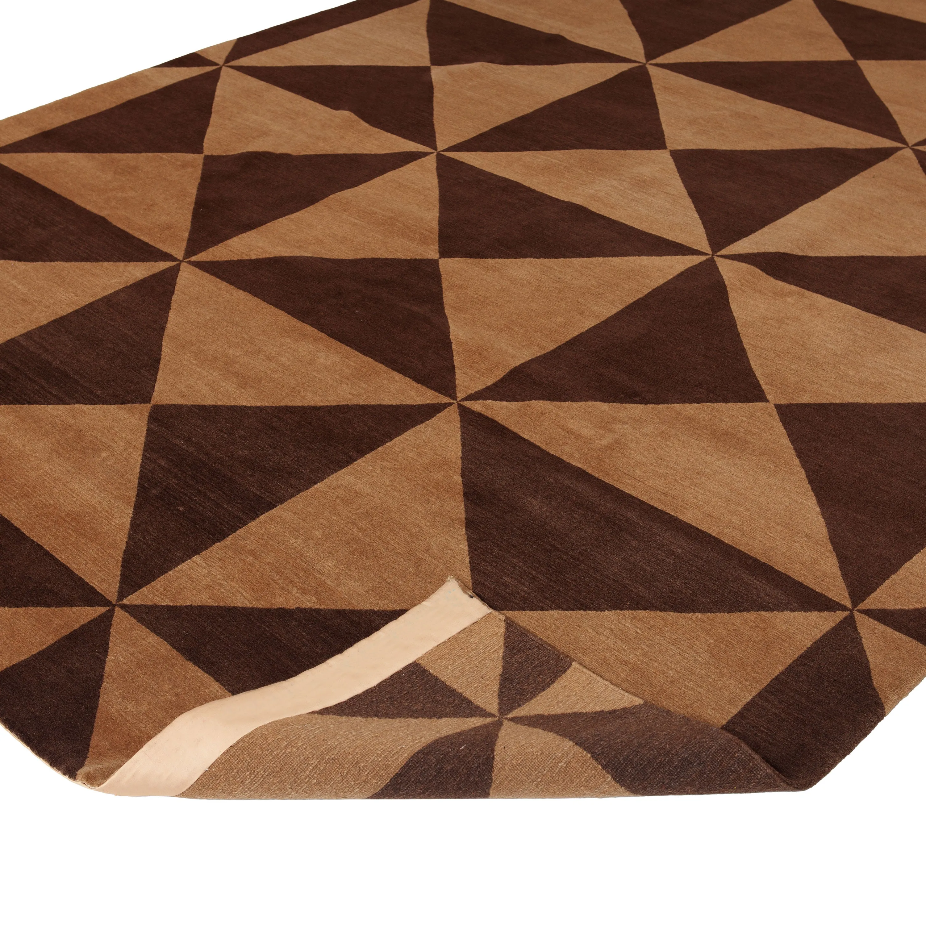 Brown Modern Geometric Tibetan Wool Rug - 8' x 10'