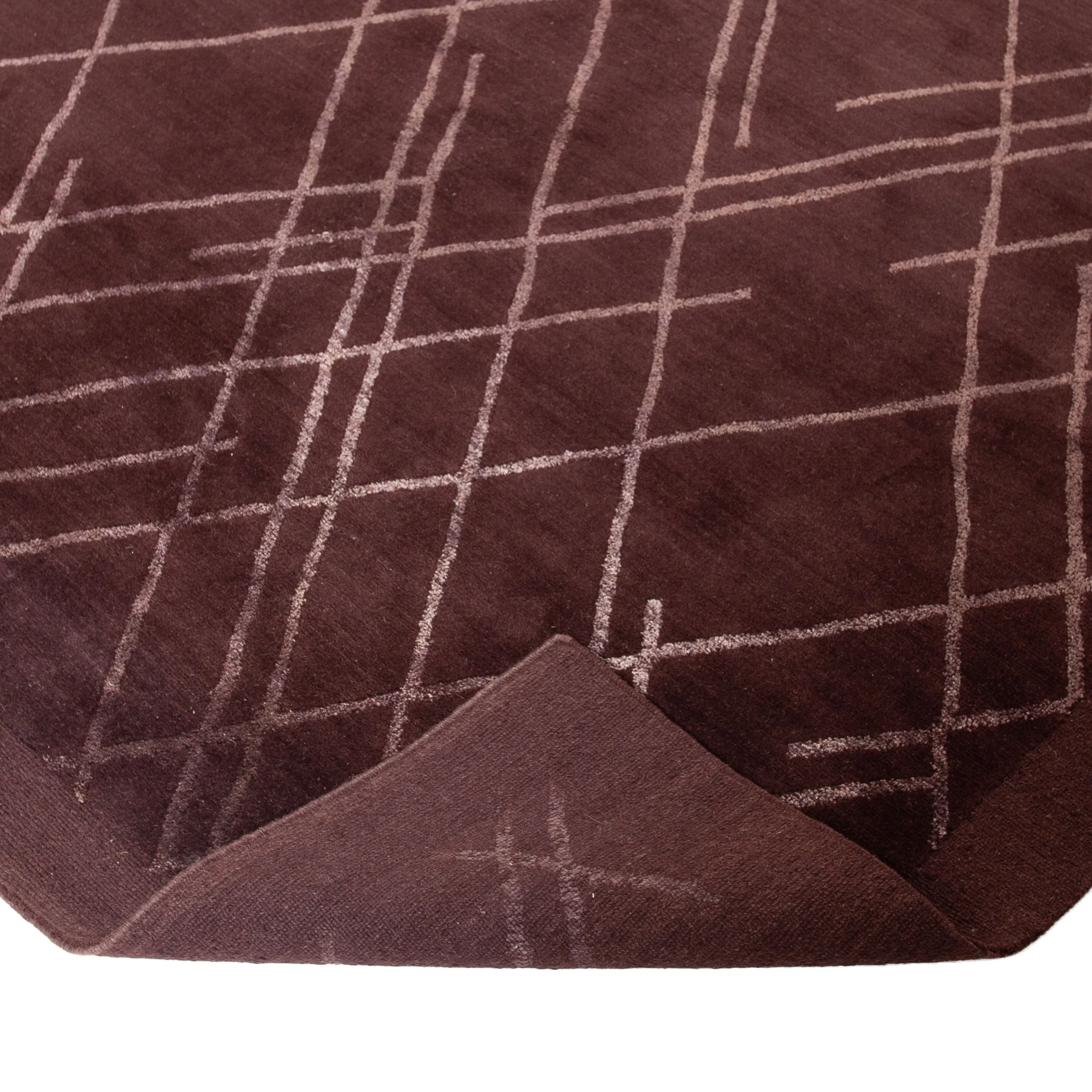 Brown Modern Tibetan Wool Silk Blend Rug - 5'7" x 7'10"