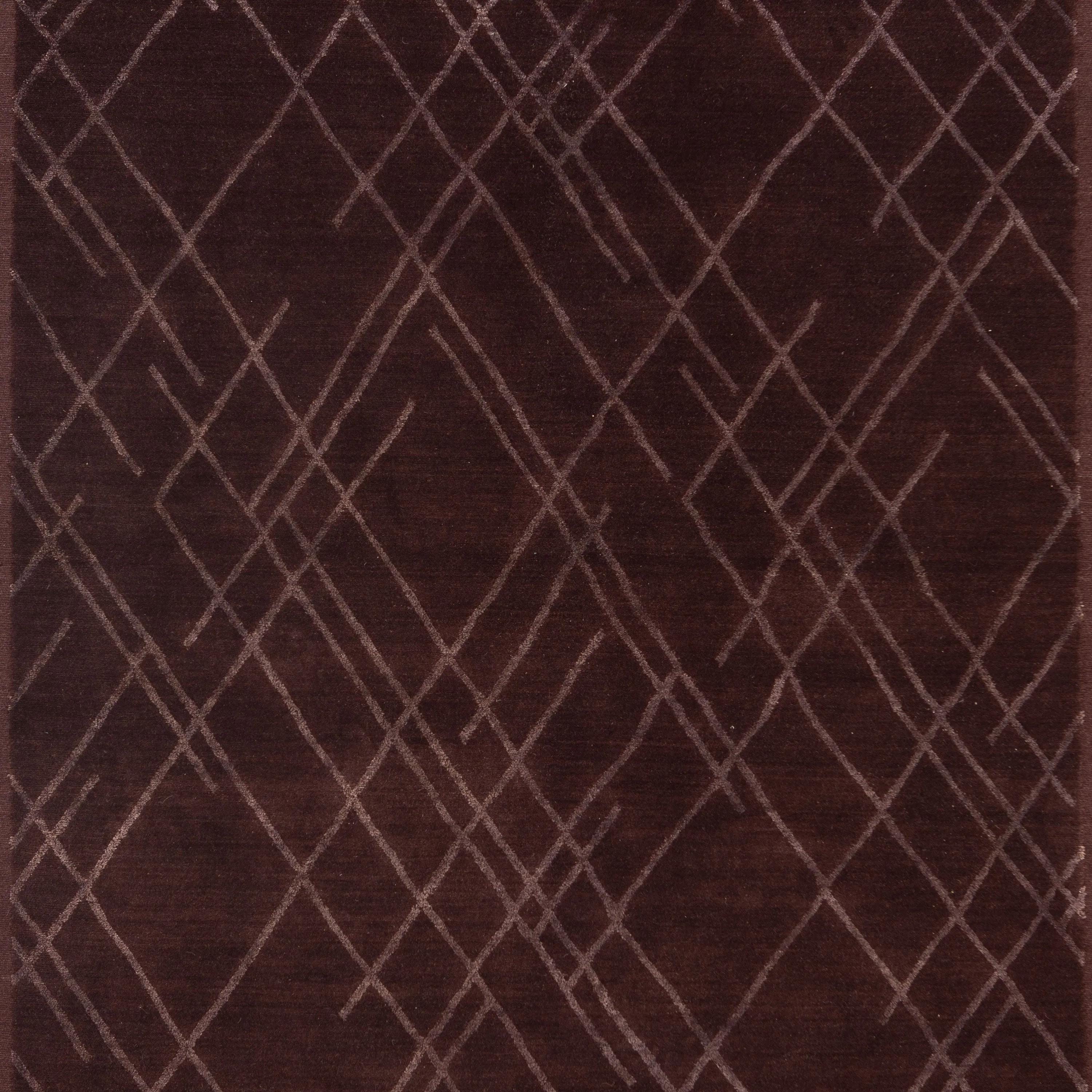 Brown Modern Tibetan Wool Silk Blend Rug - 5'7" x 7'10"