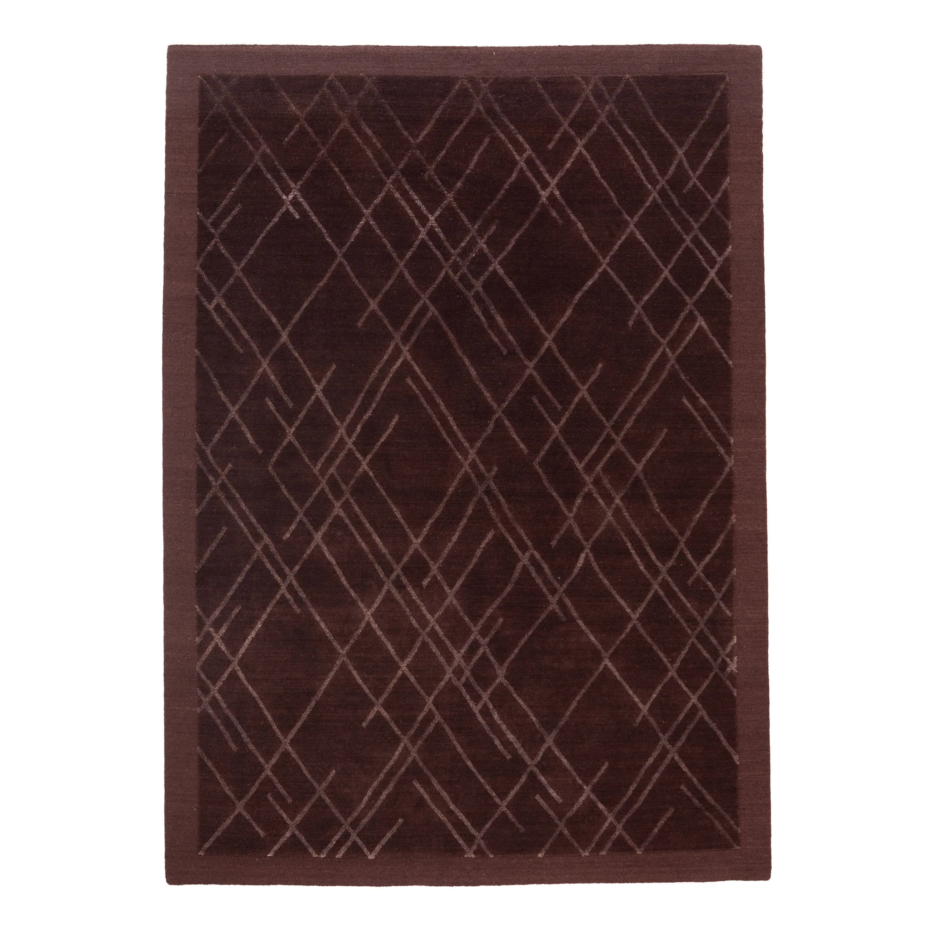Brown Modern Tibetan Wool Silk Blend Rug - 5'7" x 7'10"