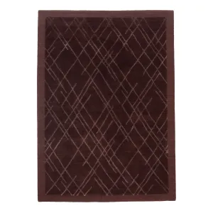 Brown Modern Tibetan Wool Silk Blend Rug - 5'7" x 7'10"