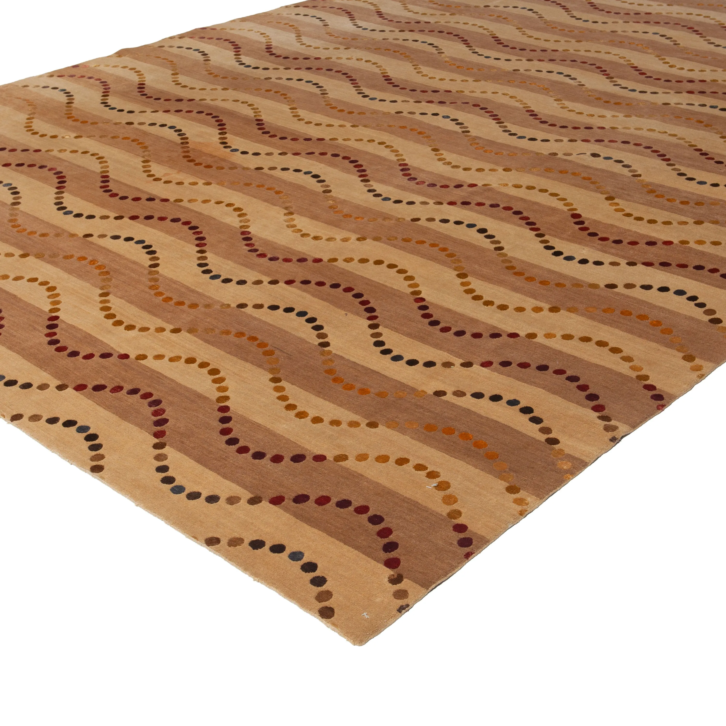 Brown Modern Tibetan Wool Silk Blend Rug - 9'7" X 13'2"