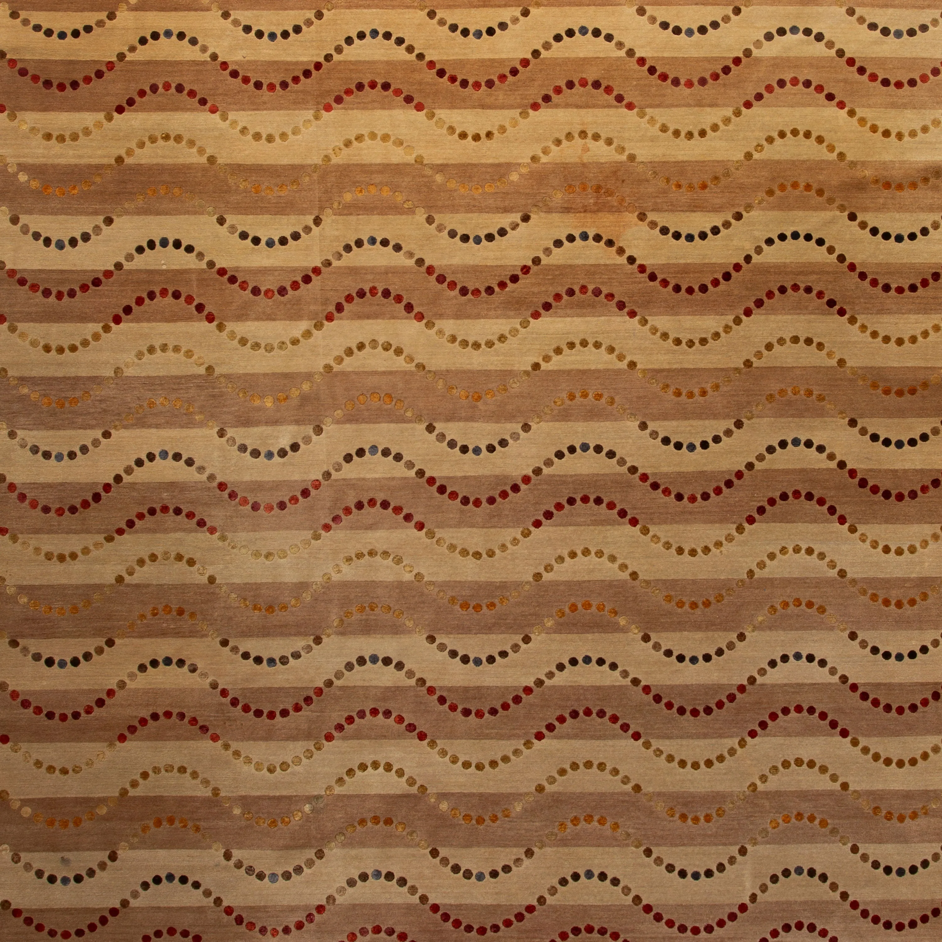Brown Modern Tibetan Wool Silk Blend Rug - 9'7" X 13'2"