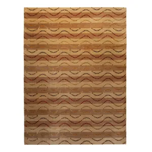 Brown Modern Tibetan Wool Silk Blend Rug - 9'7" X 13'2"