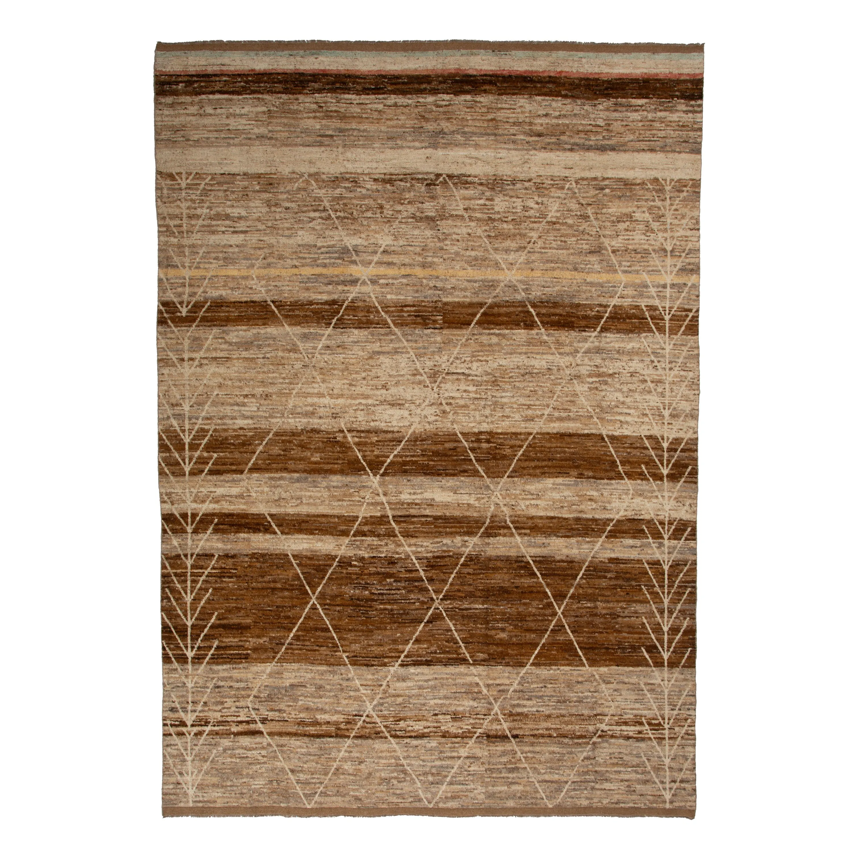Brown Modern Wool Rug - 13' x 18'9''