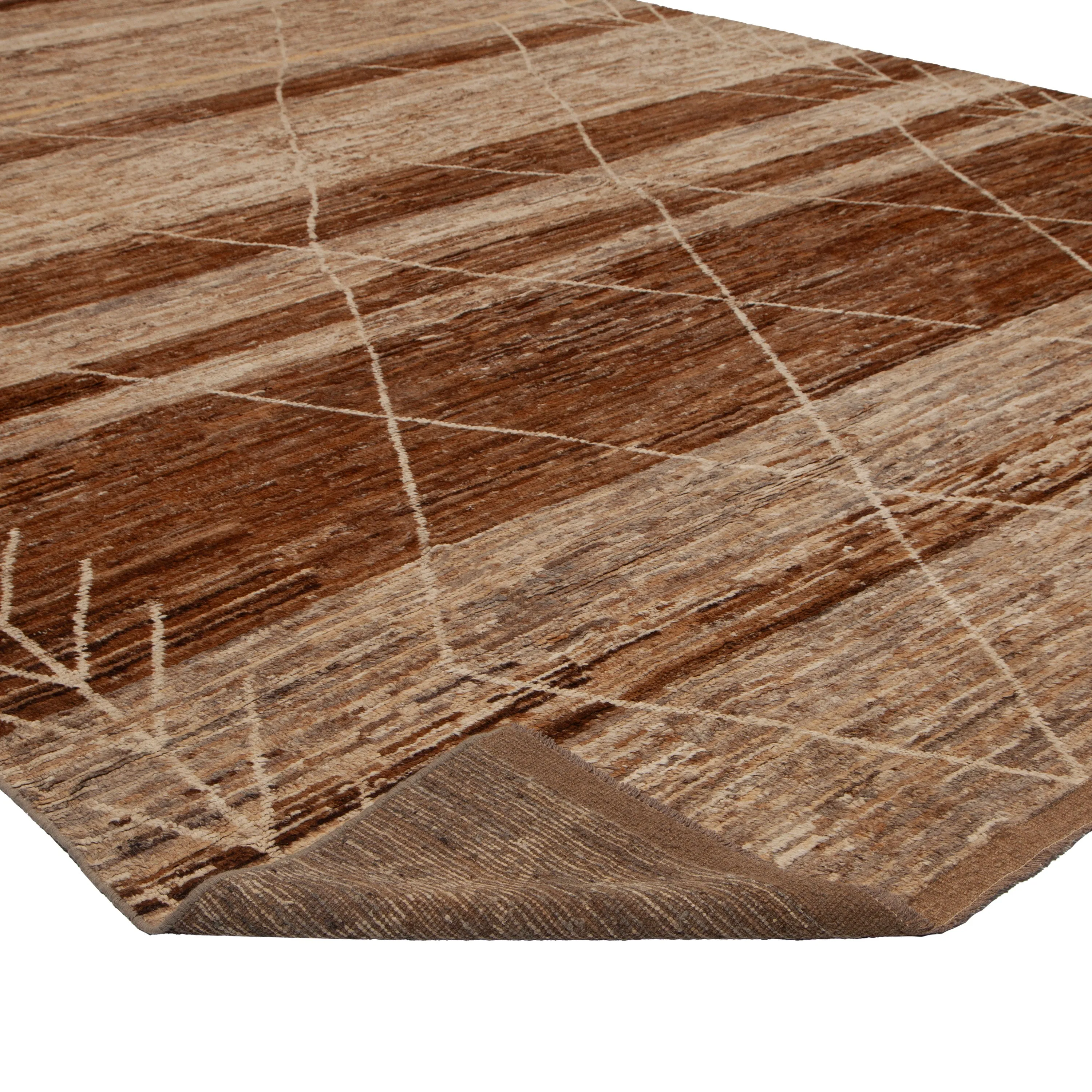Brown Modern Wool Rug - 13' x 18'9''