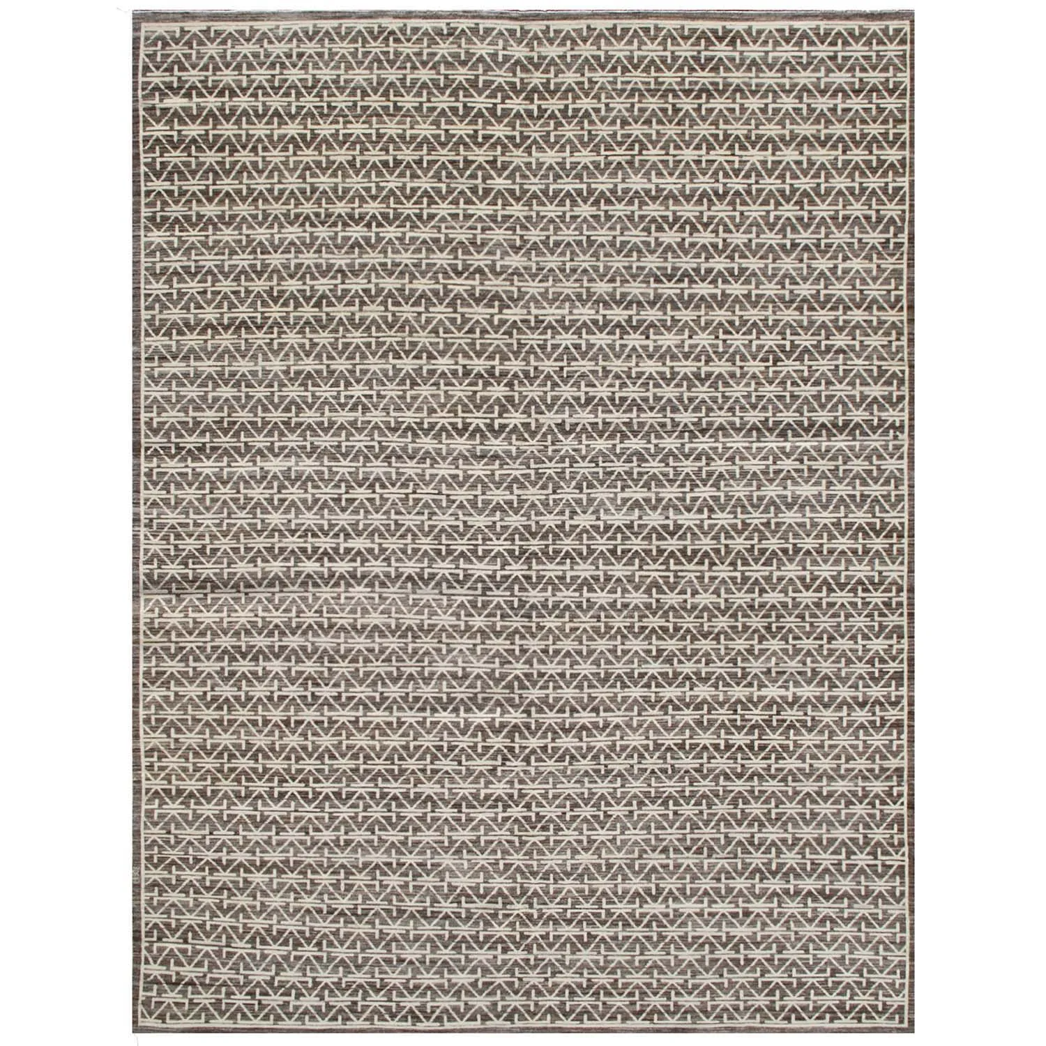 Brown Modern Wool Rug - 7'10" x 10'9"