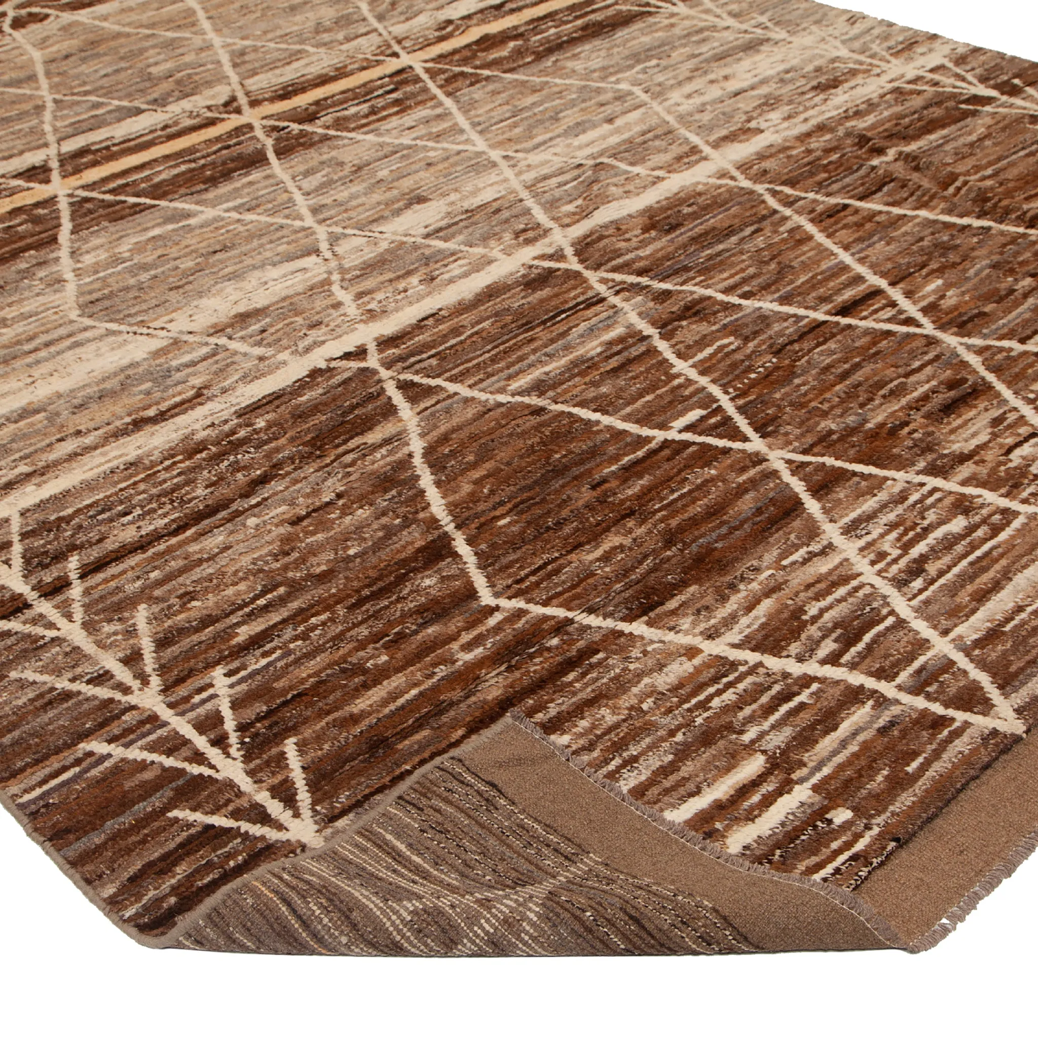 Brown Modern Wool Rug - 9'9'' x 12'5''