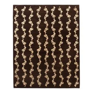 Brown Nu Vibrant Modern Tibetan Wool Silk Blend Rug - 8' x 10'