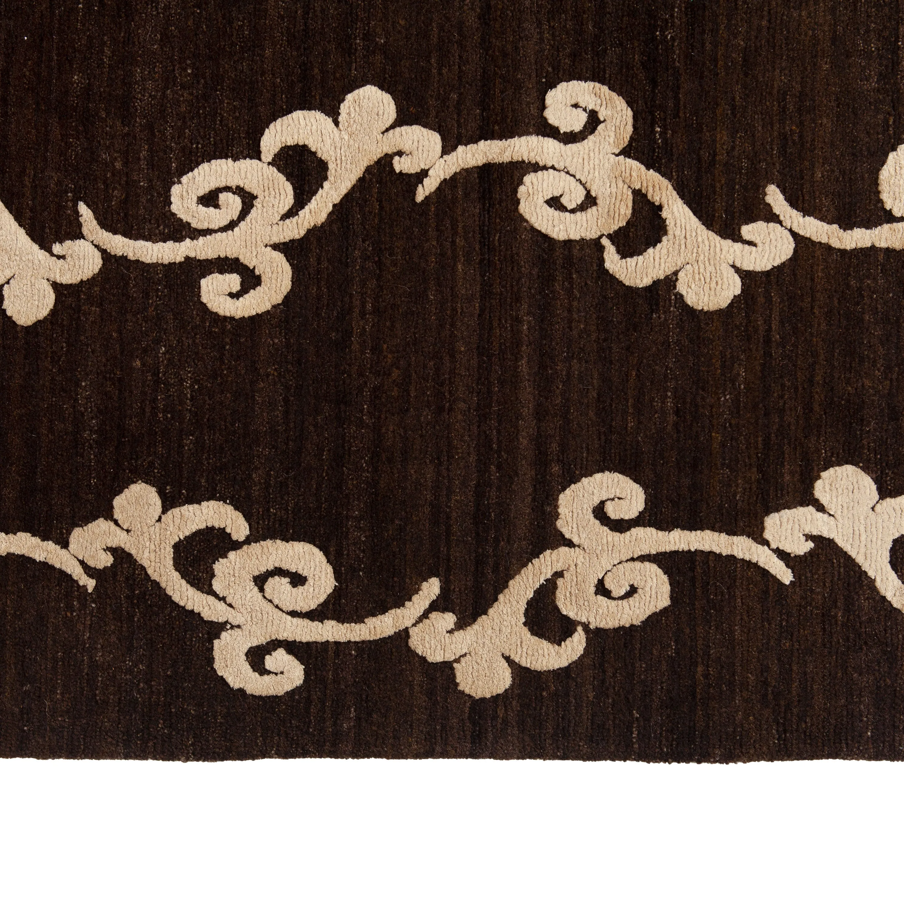 Brown Nu Vibrant Modern Tibetan Wool Silk Blend Rug - 8' x 10'