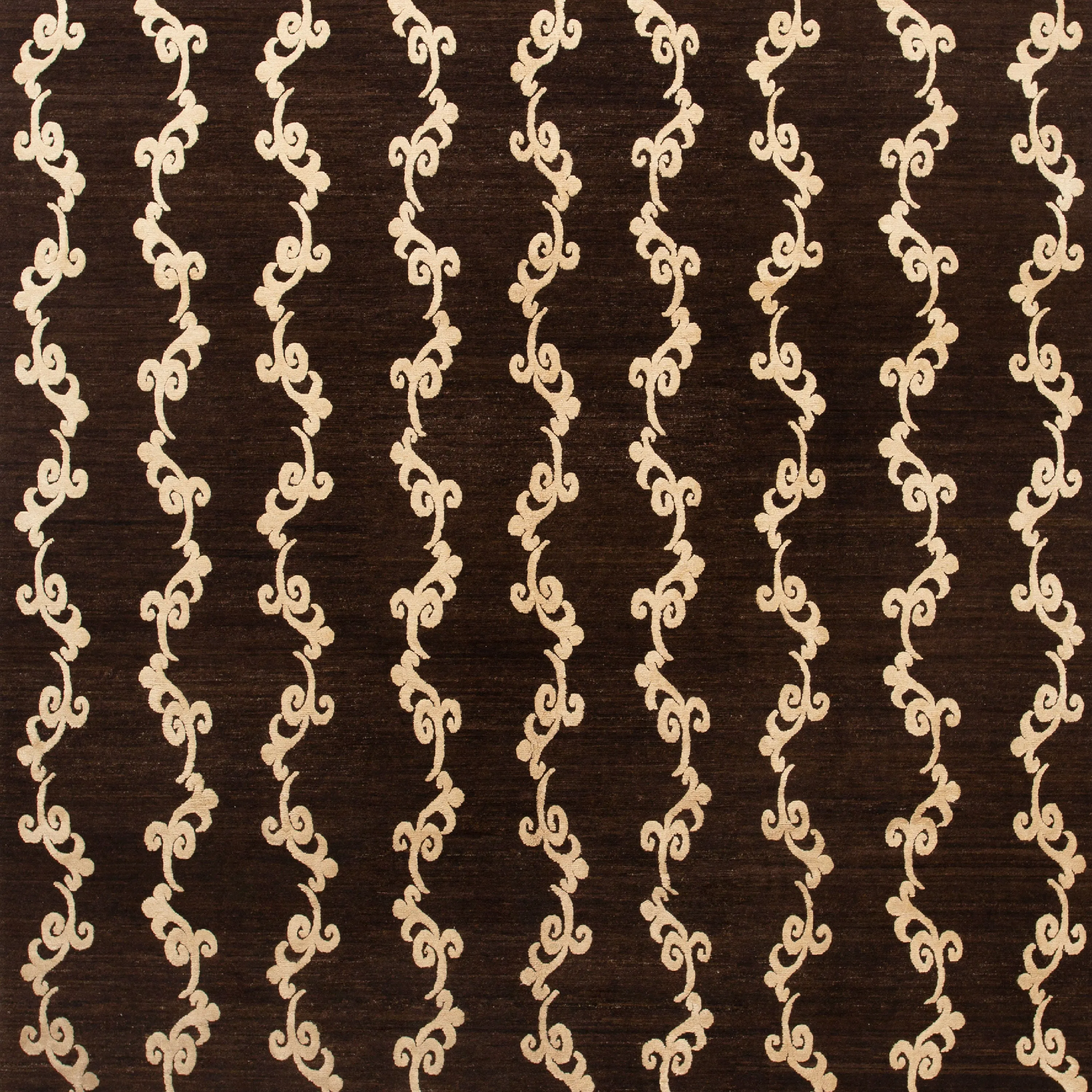 Brown Nu Vibrant Modern Tibetan Wool Silk Blend Rug - 8' x 10'