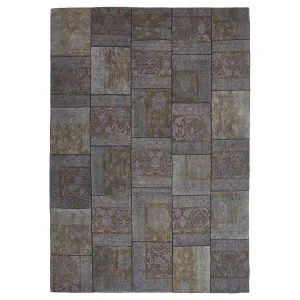 Brown Overdyed Patchwork Wool Rug - 8'6" x 12'4"