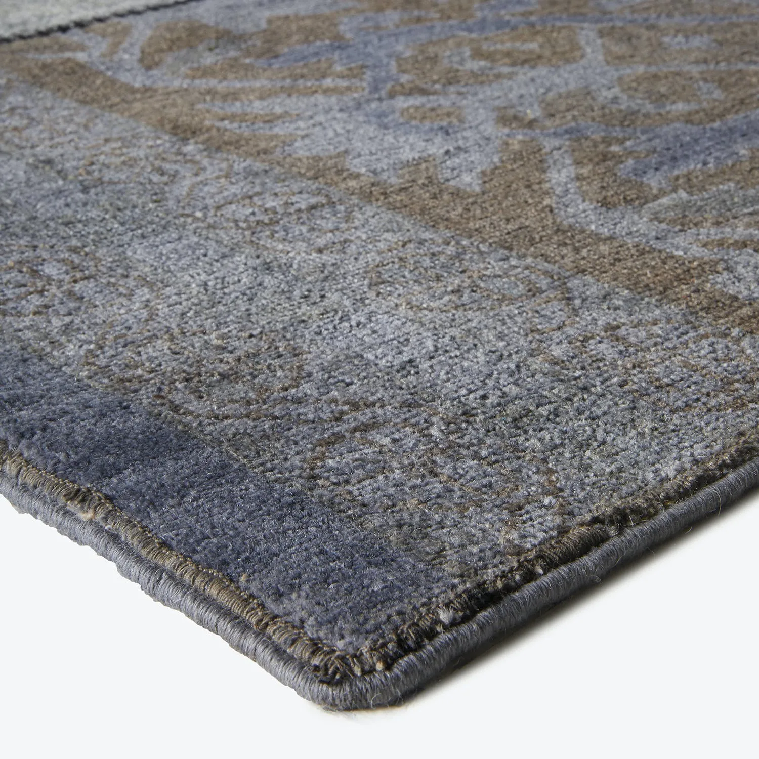 Brown Overdyed Patchwork Wool Rug - 8'6" x 12'4"