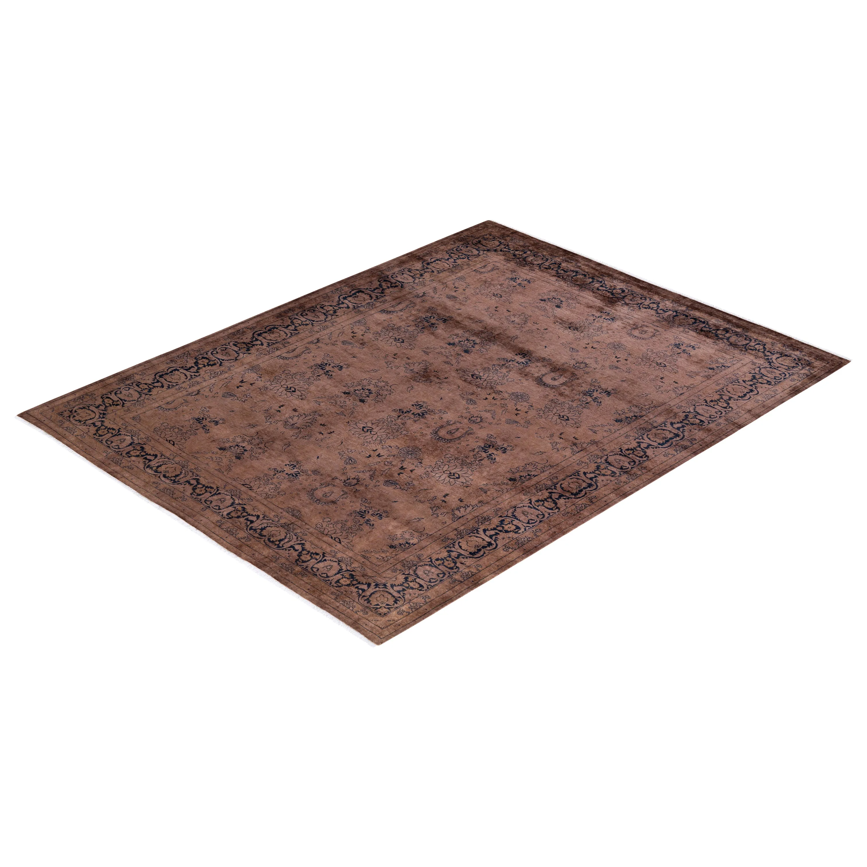 Brown Overdyed Wool Rug - 6'4" x 8'2"