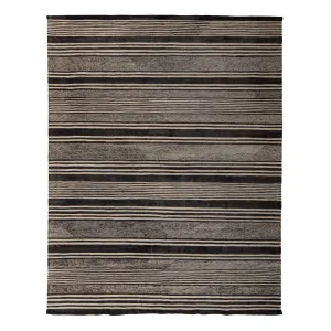 Brown Patterned Modern Wool Kilim Rug - 9' x 11'7"