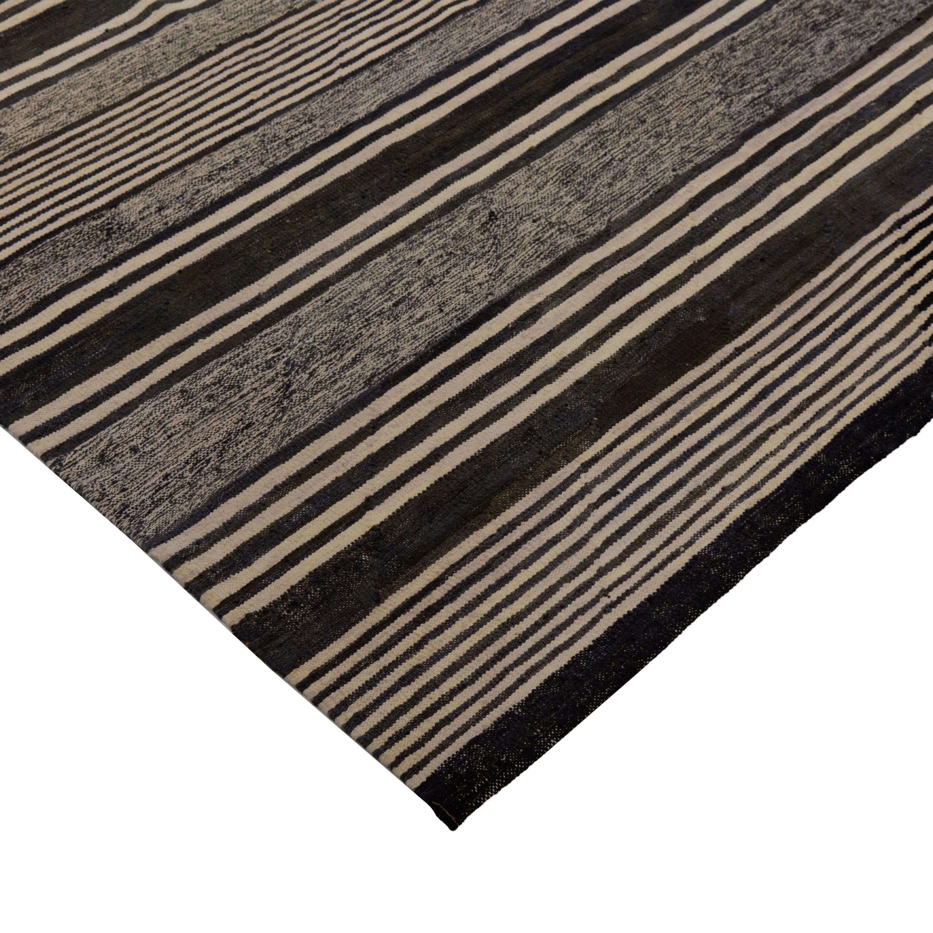 Brown Patterned Modern Wool Kilim Rug - 9' x 11'7"
