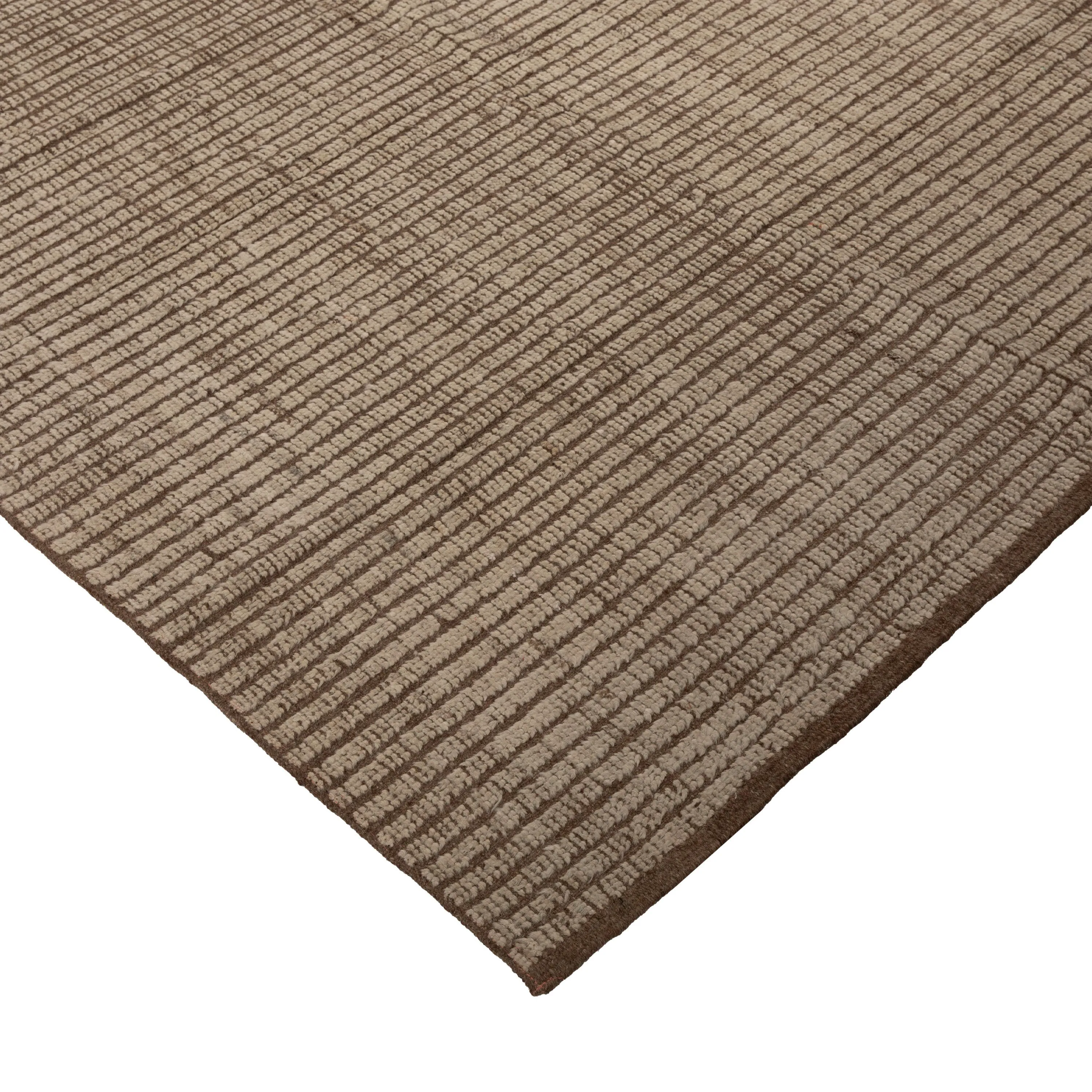 Brown Solid Zameen Modern Wool Rug - 6'4" x 8'9"