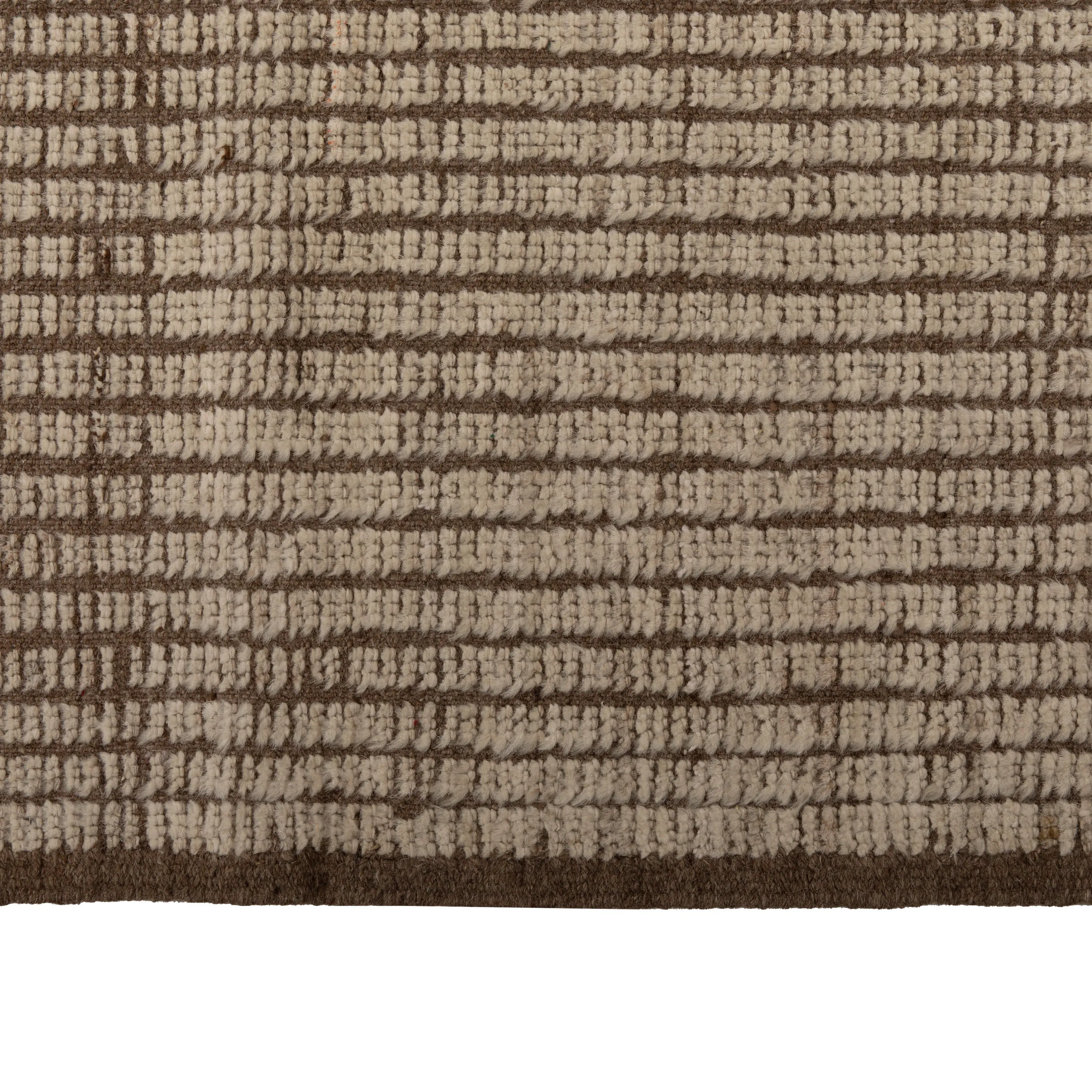 Brown Solid Zameen Modern Wool Rug - 6'4" x 8'9"