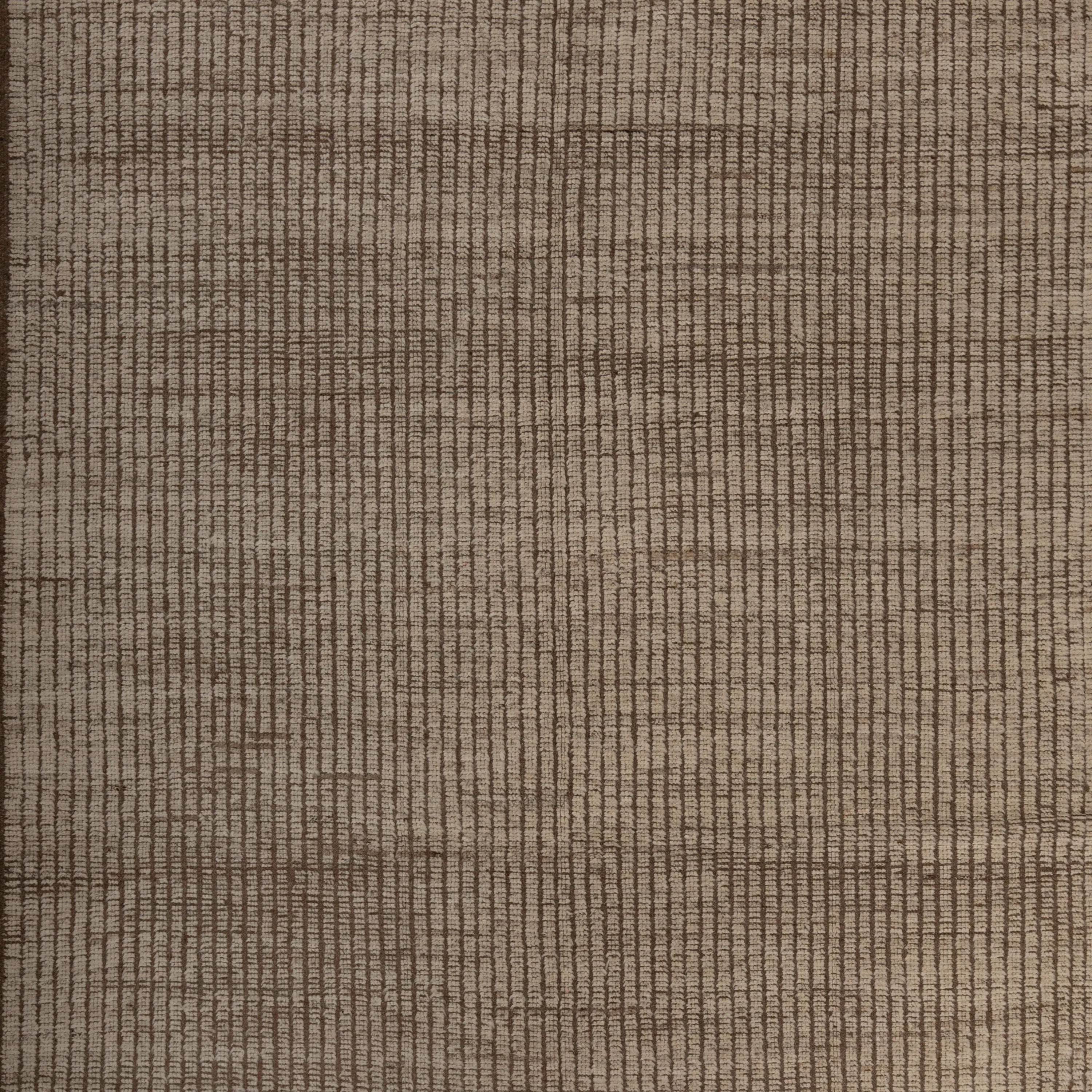 Brown Solid Zameen Modern Wool Rug - 6'4" x 8'9"