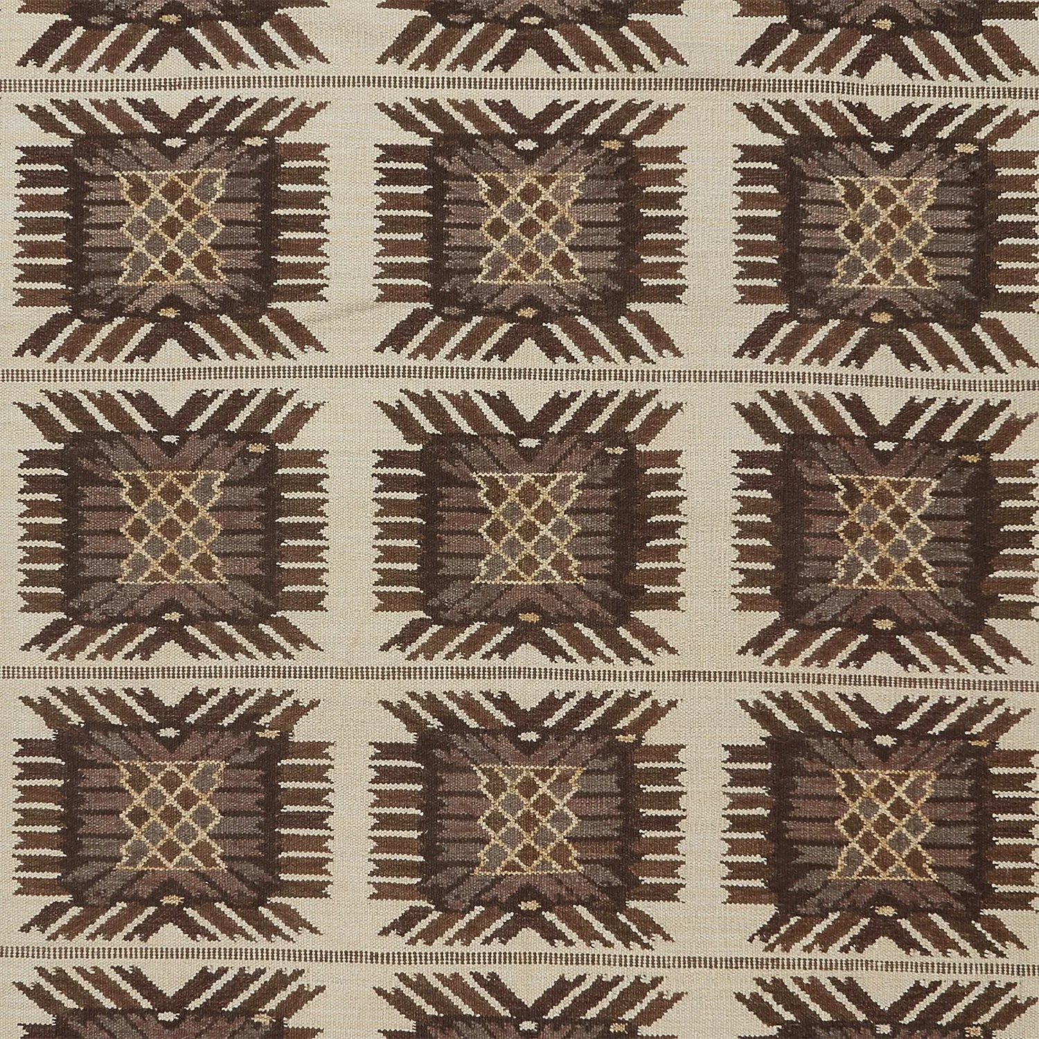 Brown Swedish Flatweave Wool Rug - 12' x 18'