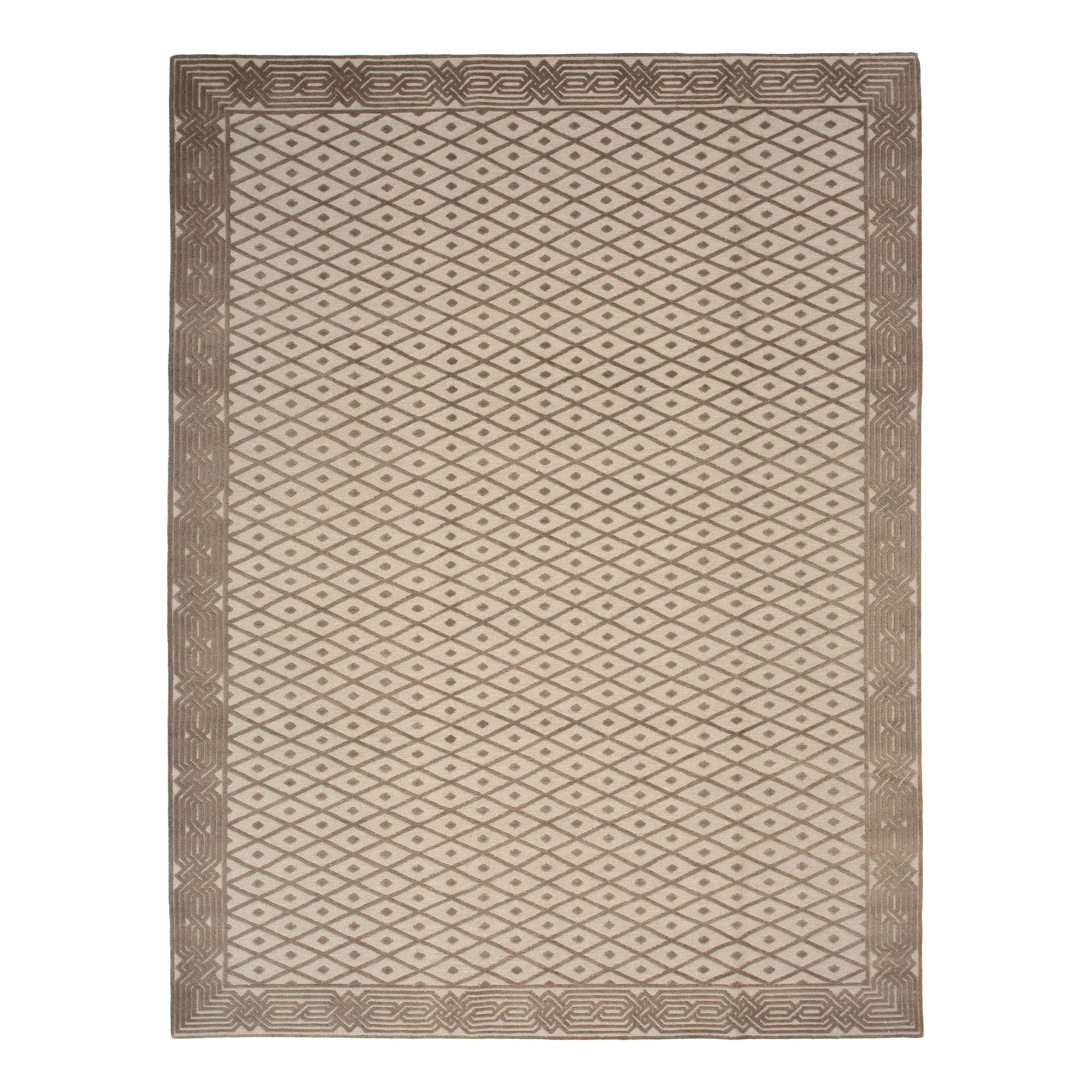 Brown Traditional Tibetan Wool Rug - 9'1" x 12'