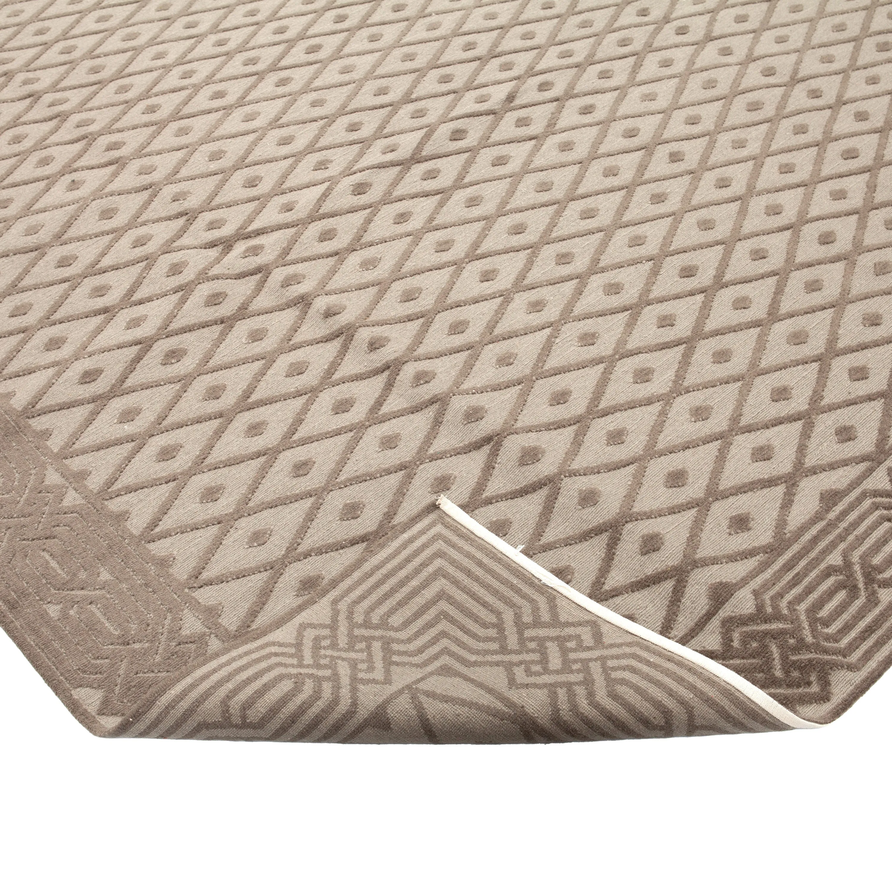Brown Traditional Tibetan Wool Rug - 9'1" x 12'