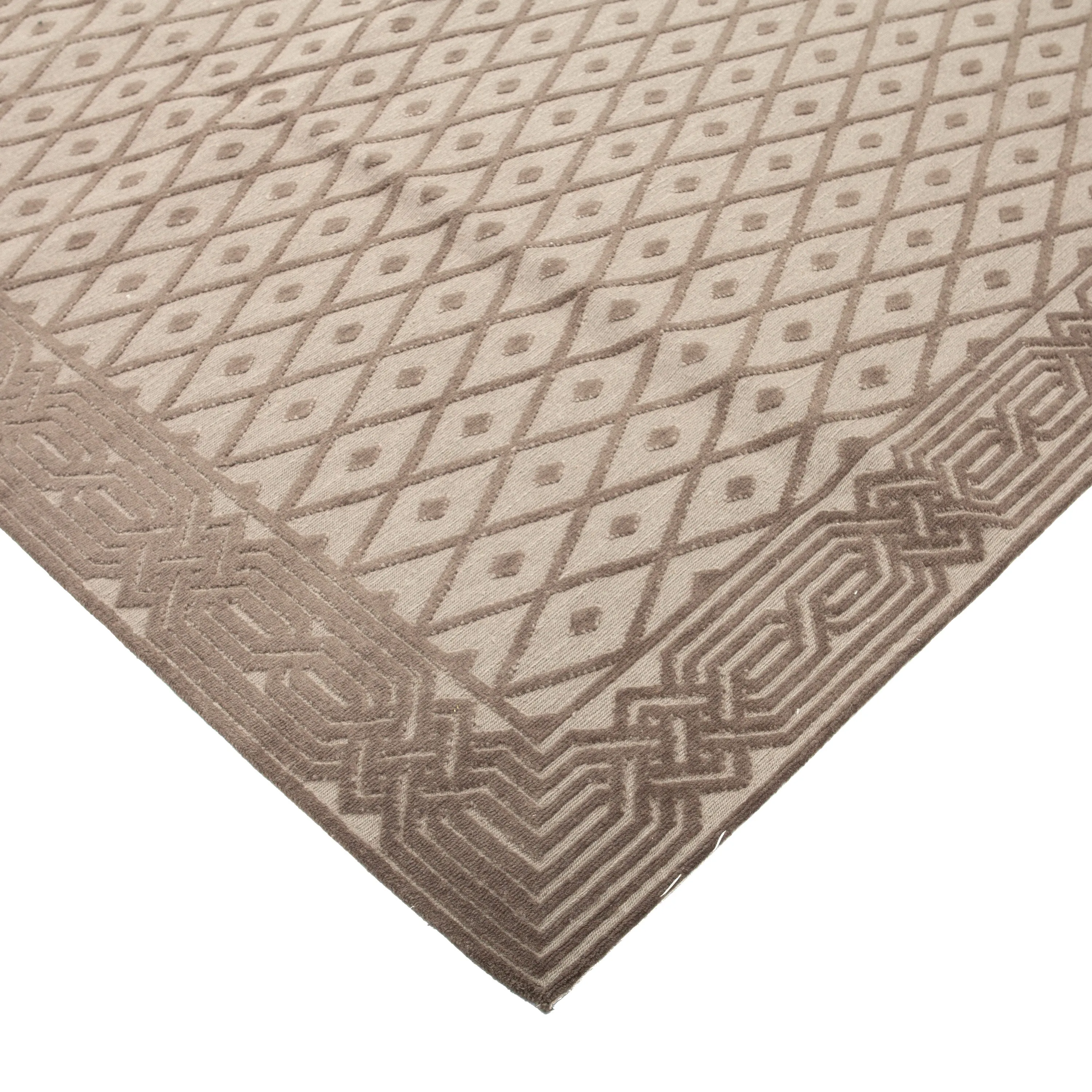 Brown Traditional Tibetan Wool Rug - 9'1" x 12'
