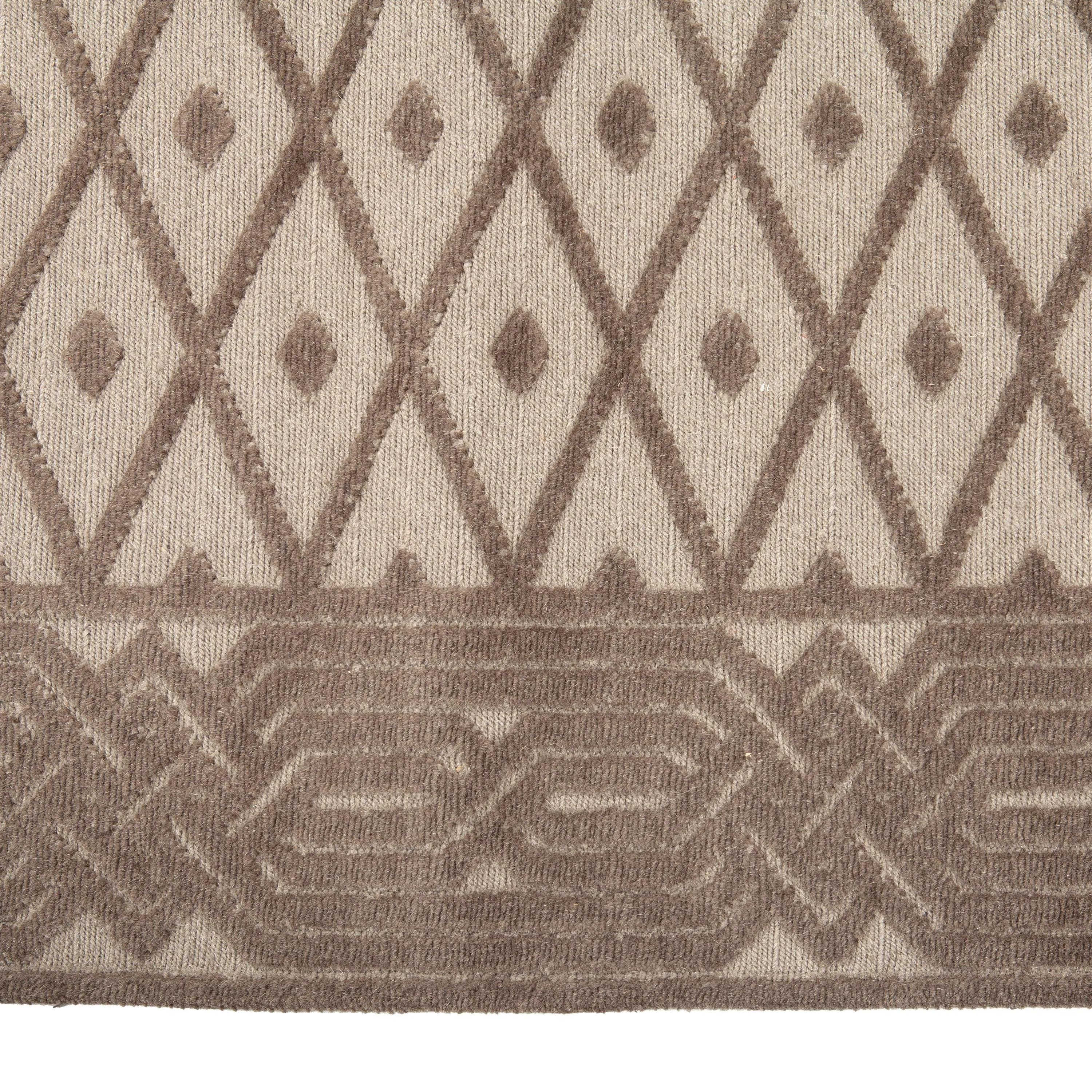 Brown Traditional Tibetan Wool Rug - 9'1" x 12'