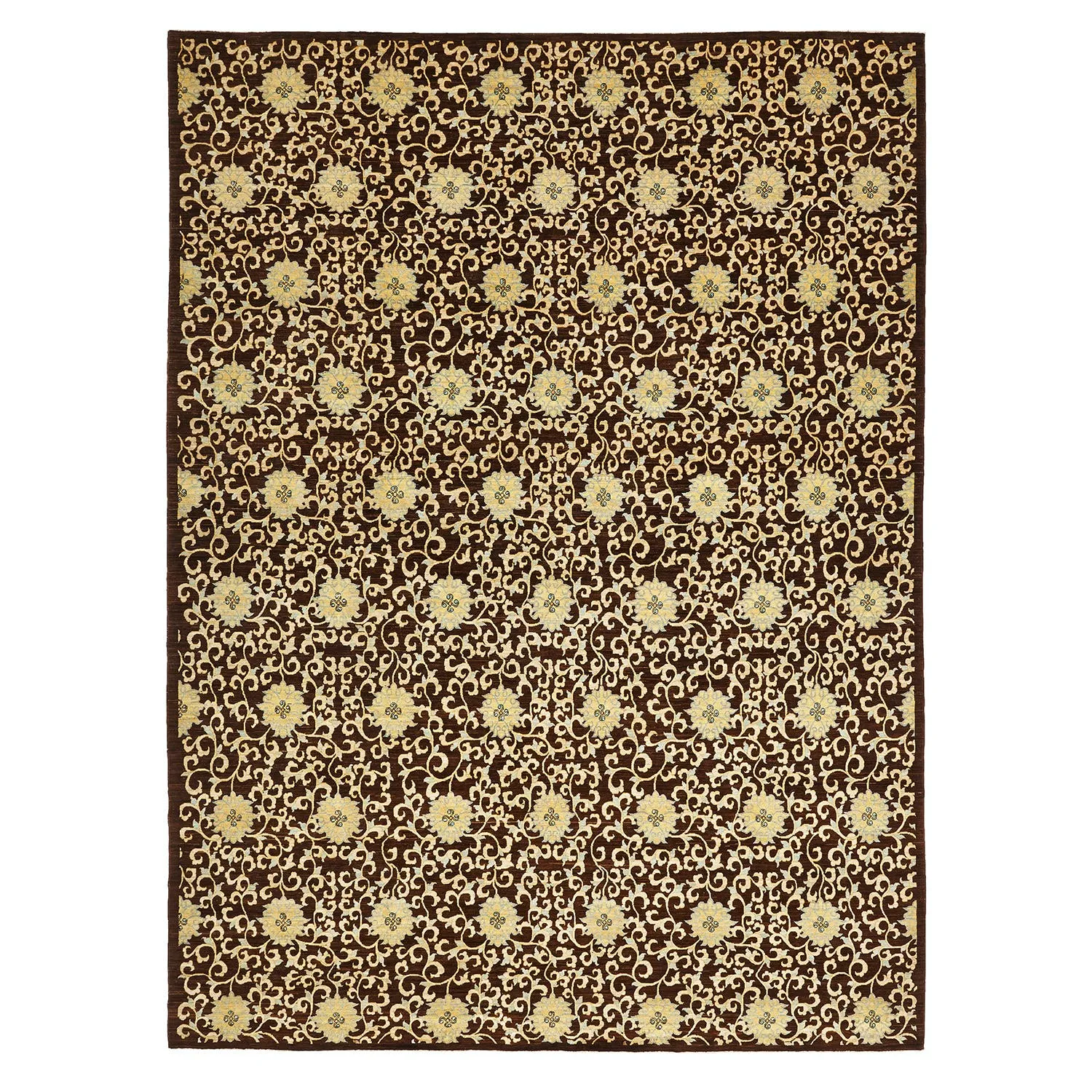 Brown Transitional Wool Rug - 9'11" x 13'6"