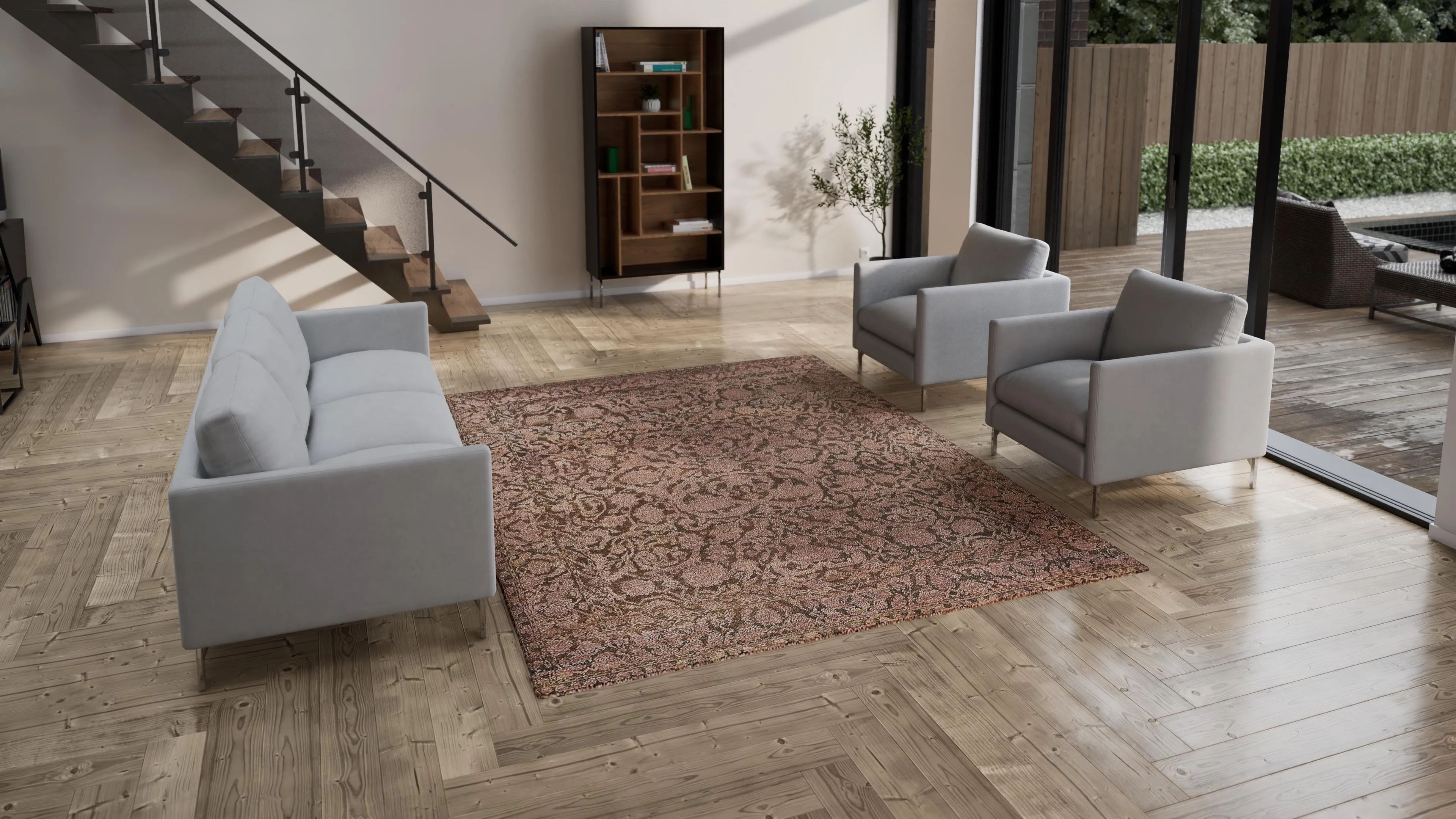 Brown Transitional Wool Silk Blend Rug - 7'8" x 10'11"