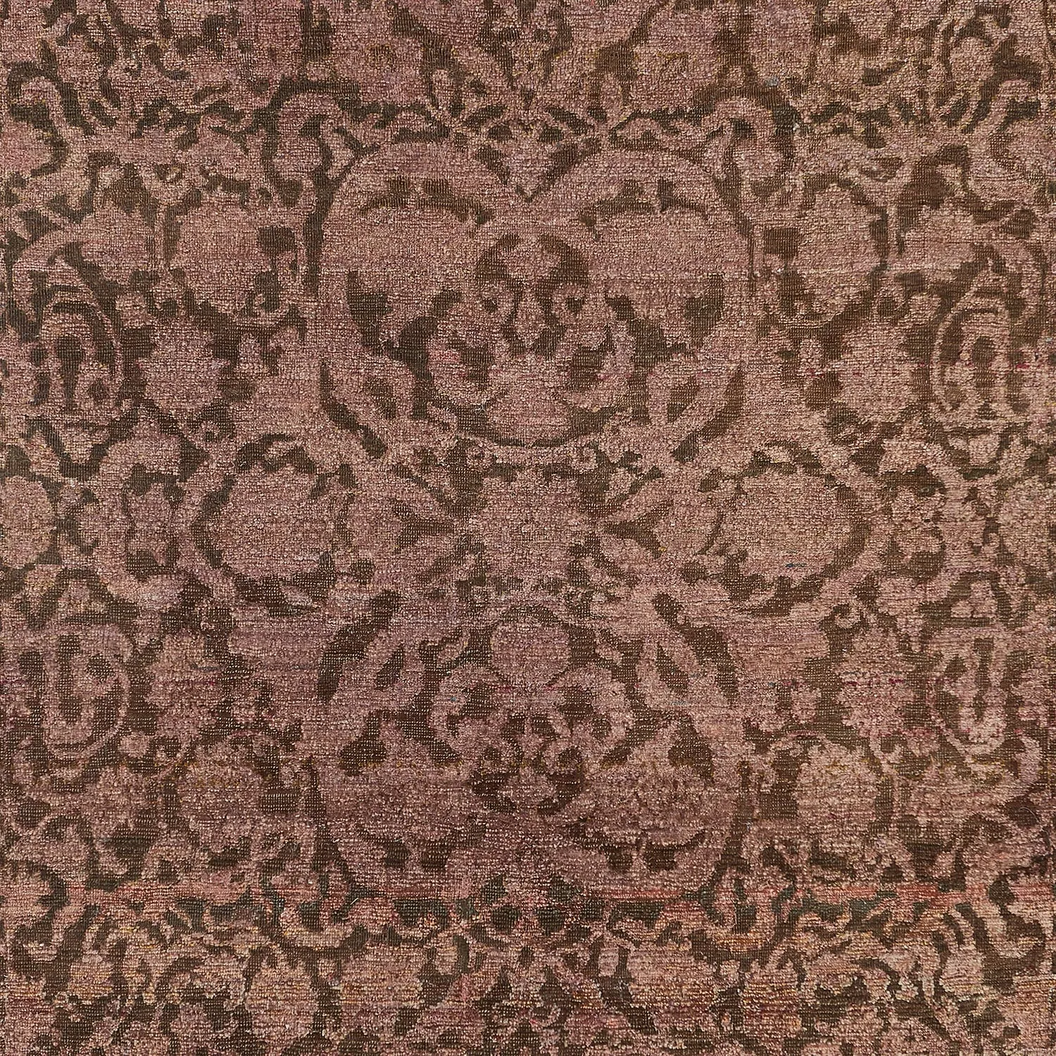 Brown Transitional Wool Silk Blend Rug - 7'8" x 10'11"