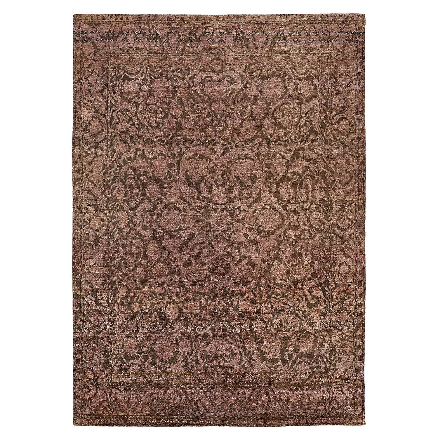 Brown Transitional Wool Silk Blend Rug - 7'8" x 10'11"