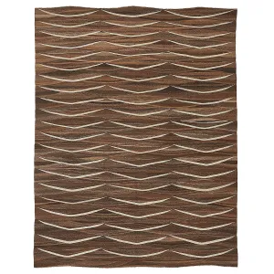 Brown Turkish Flatweave Wool Rug - 7'10" x 9'11"