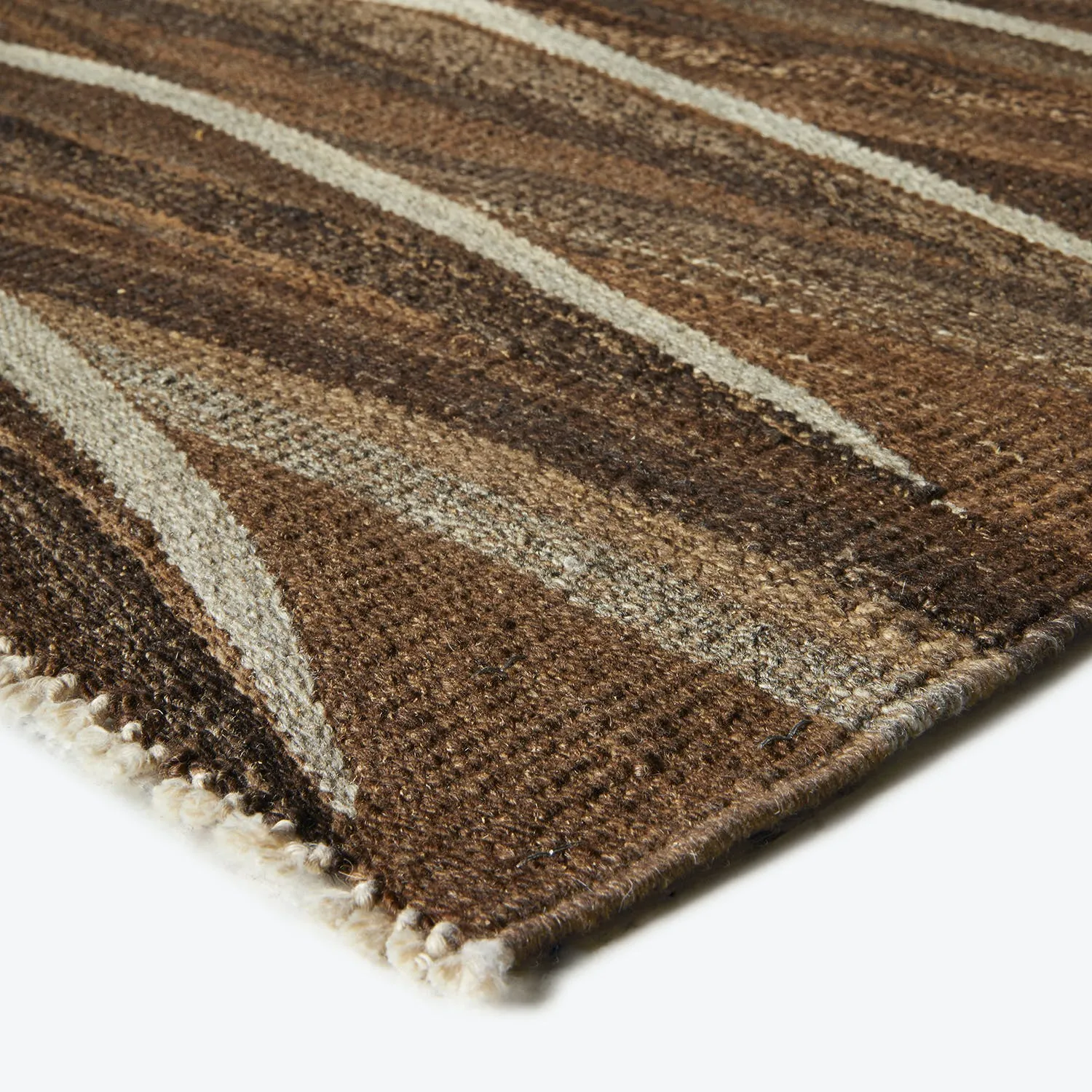 Brown Turkish Flatweave Wool Rug - 7'10" x 9'11"