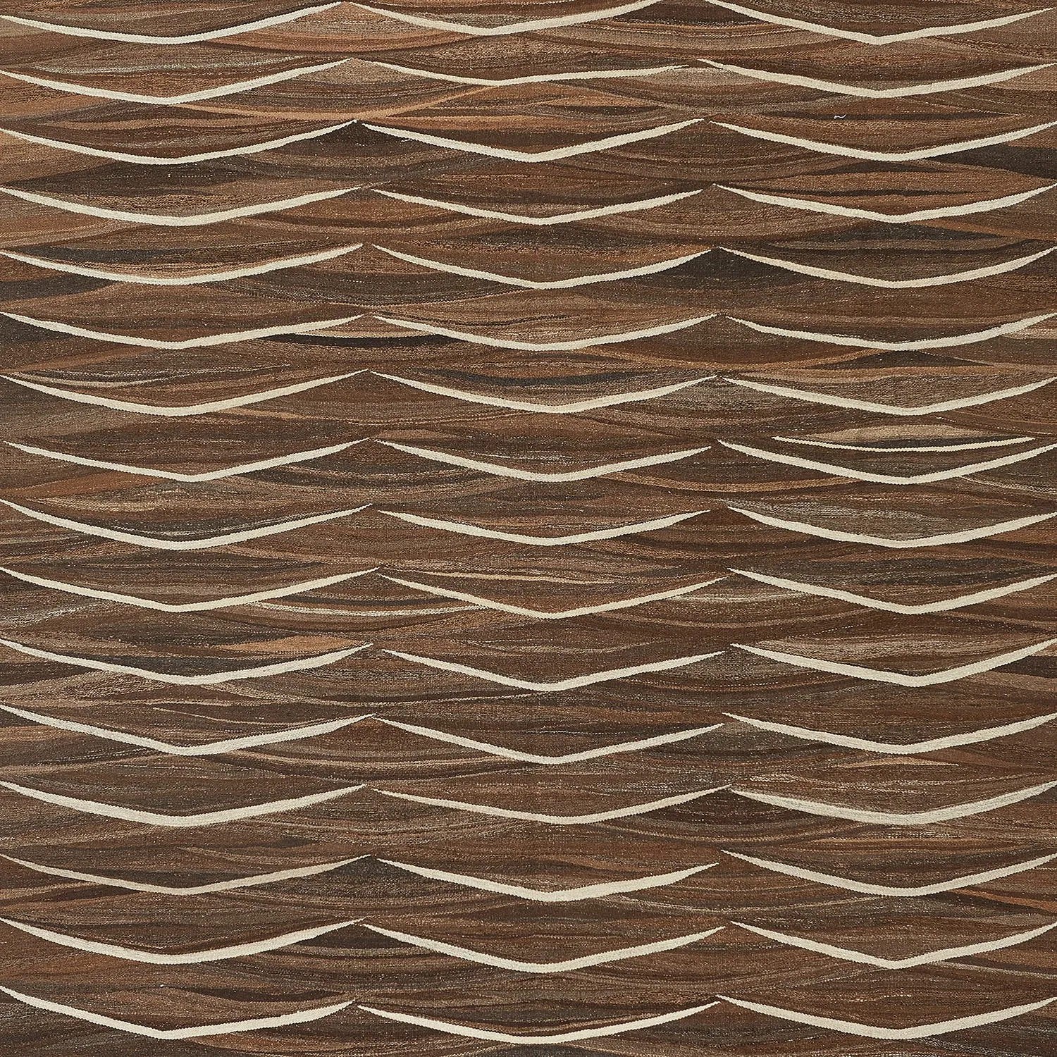 Brown Turkish Flatweave Wool Rug - 7'10" x 9'11"