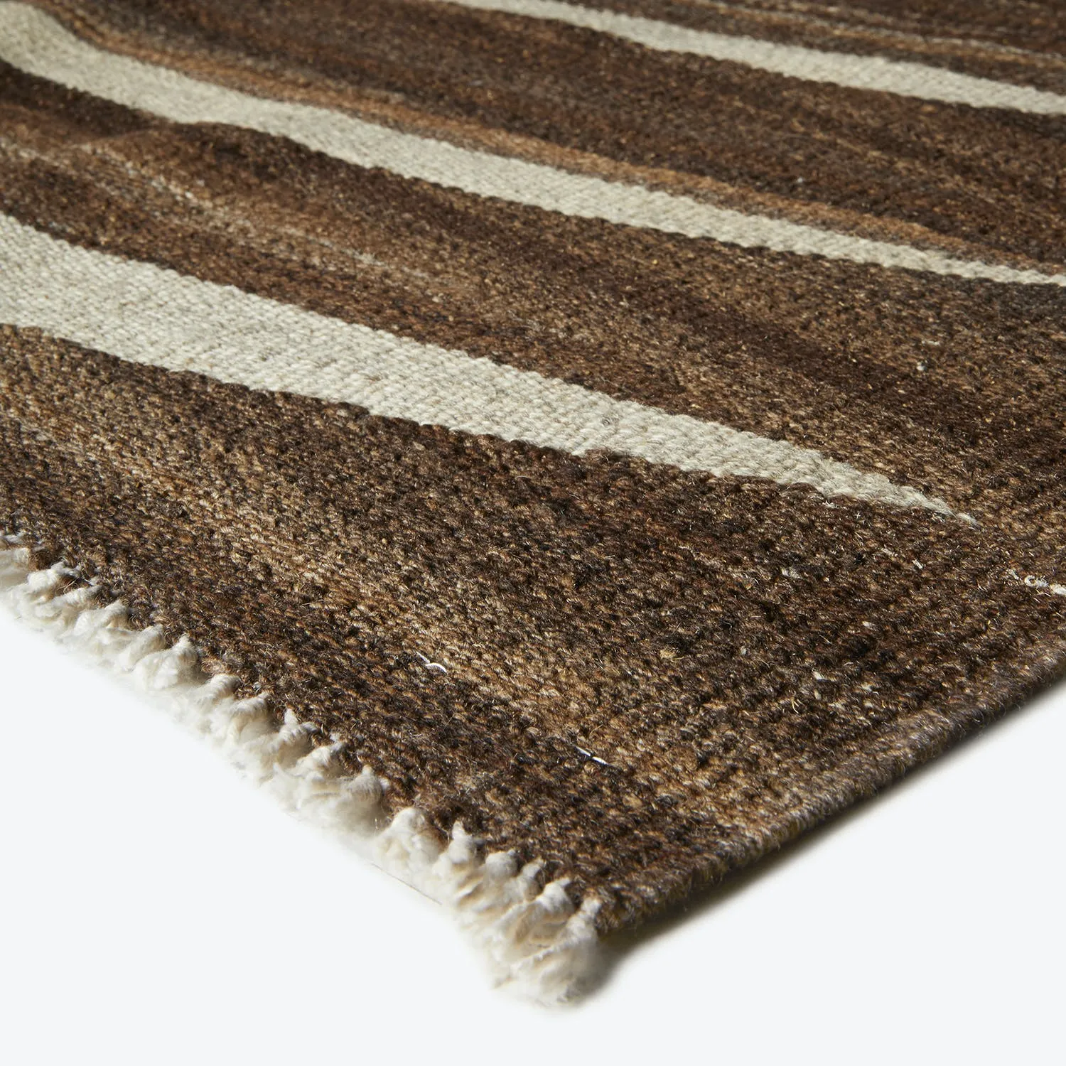 Brown Turkish Flatweave Wool Rug - 7'9" x 9'10"