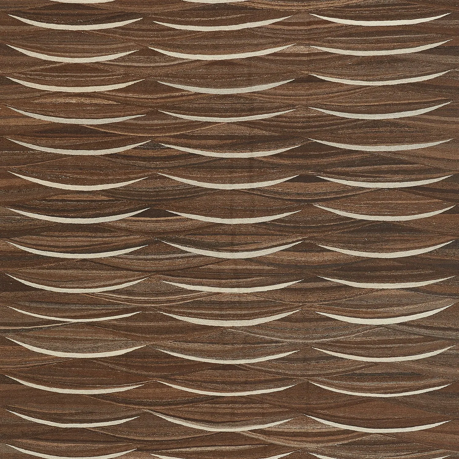 Brown Turkish Flatweave Wool Rug - 7'9" x 9'10"