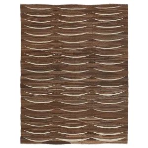 Brown Turkish Flatweave Wool Rug - 7'9" x 9'10"