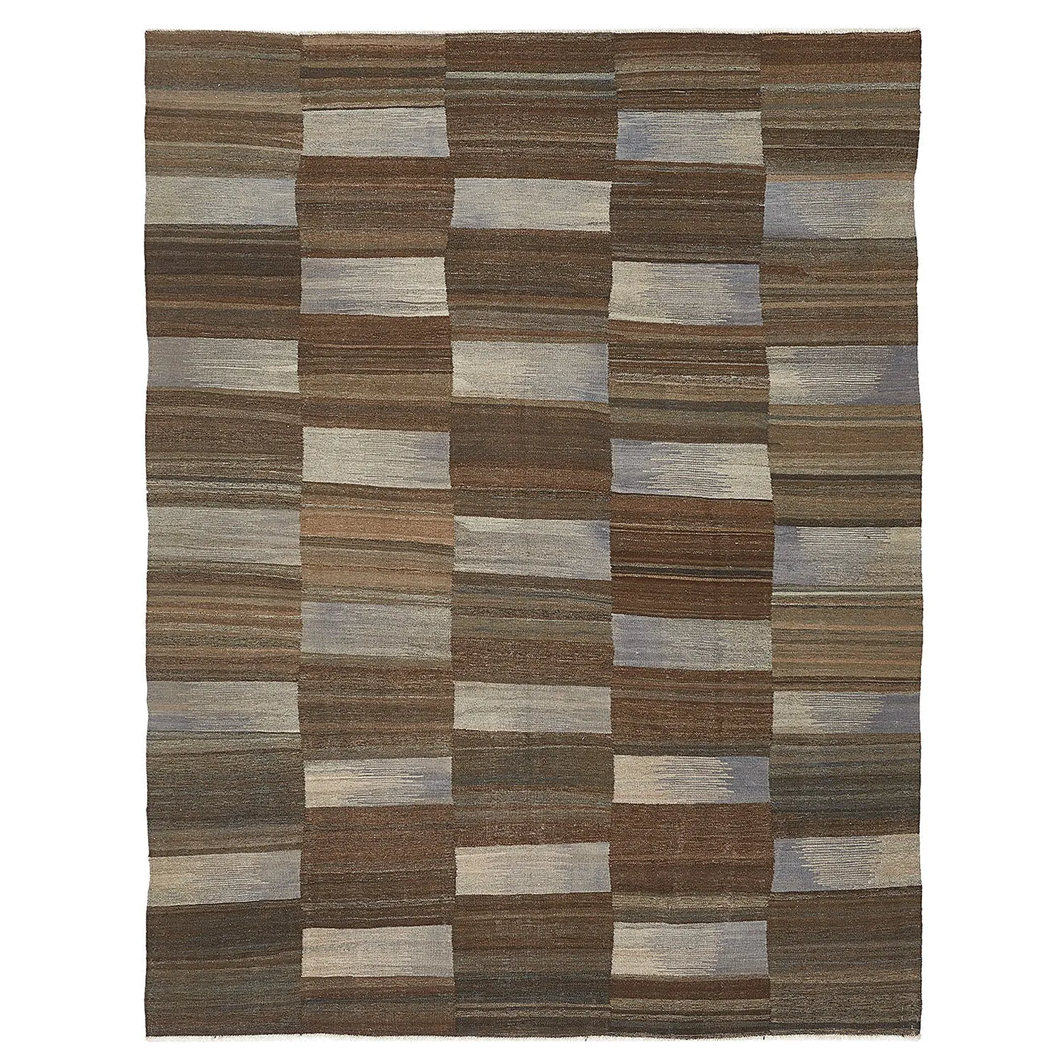 Brown Turkish Flatweave Wool Rug - 8'6" x 11'3"