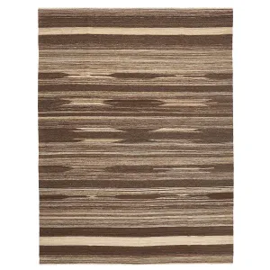 Brown Turkish Flatweave Wool Rug - 9'2" x 11'11"