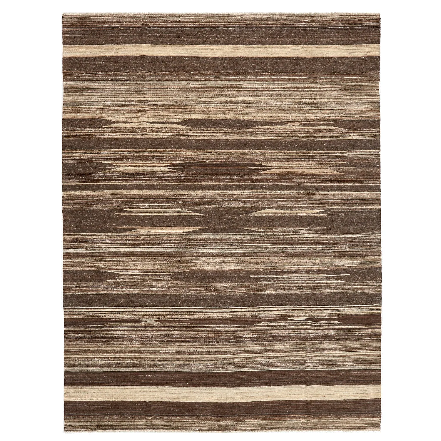 Brown Turkish Flatweave Wool Rug - 9'2" x 11'11"