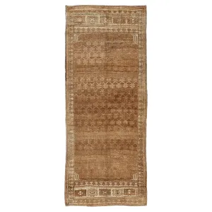 Brown Vintage Traditional Wool Rug - 3'10" x 9'6"