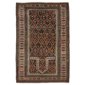 Brown Vintage Traditional Wool Rug - 3'2" x 4'8"