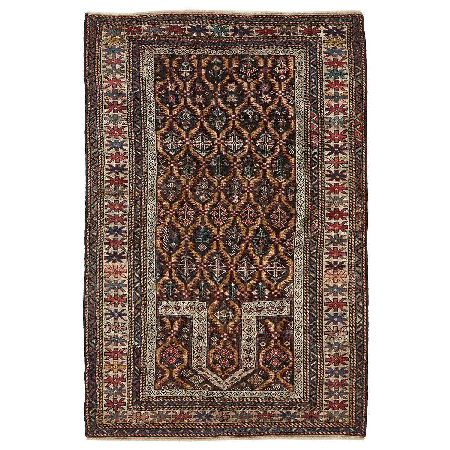 Brown Vintage Traditional Wool Rug - 3'2" x 4'8"